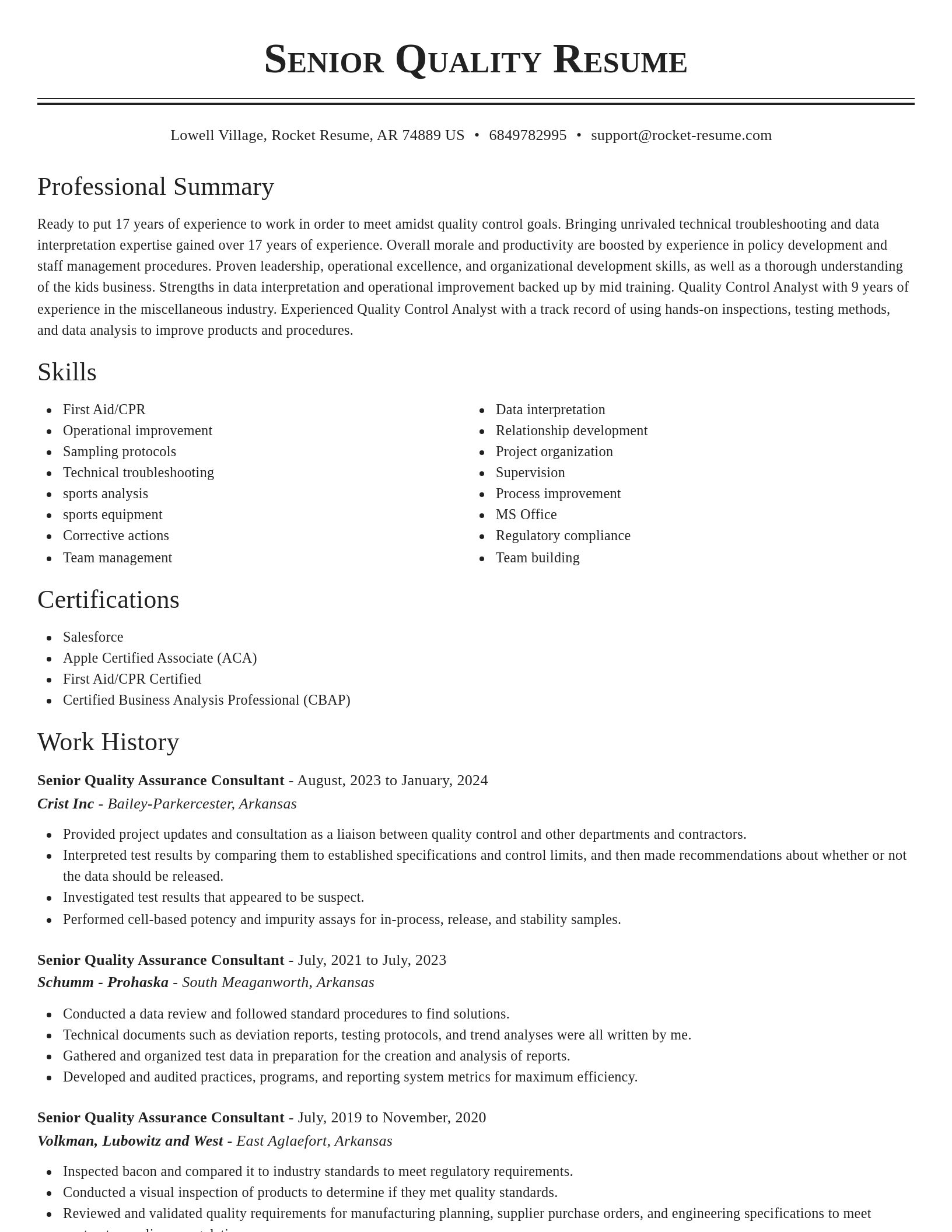 Classic resume template
