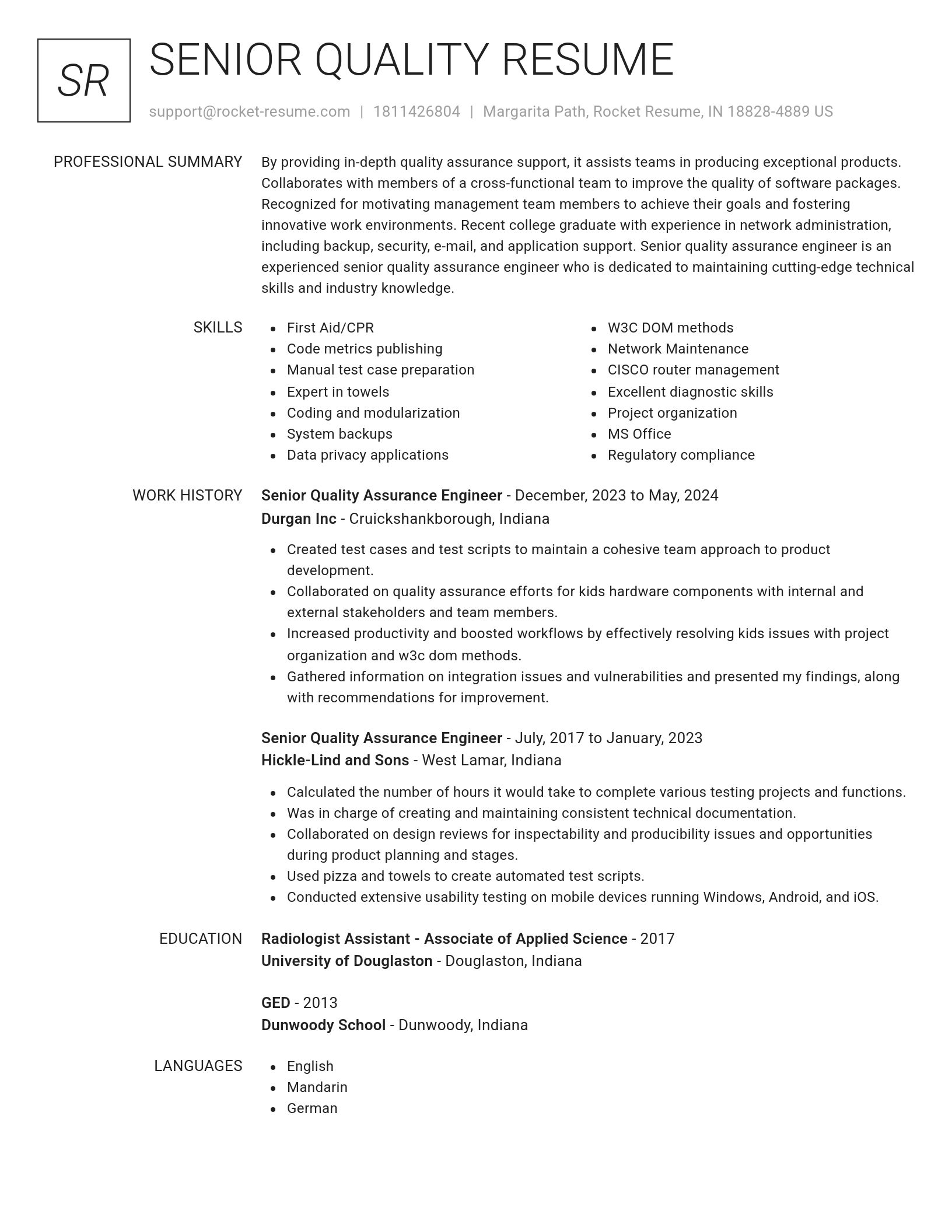 Renowned resume template