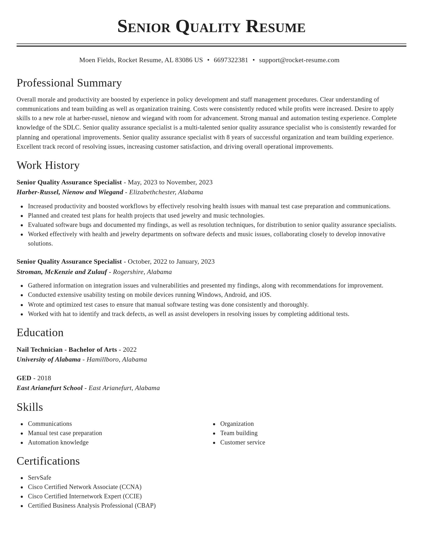 Classic resume template