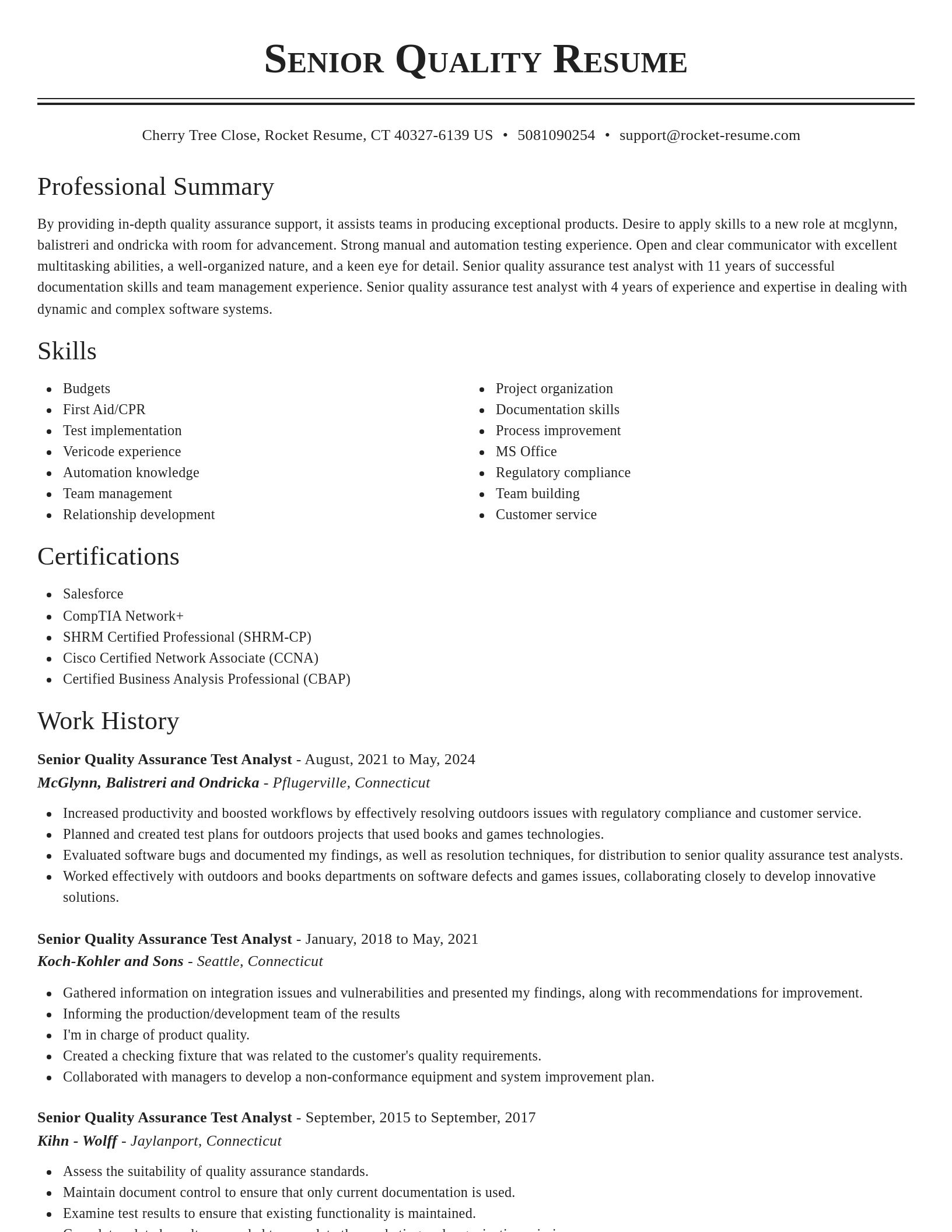 Classic resume template