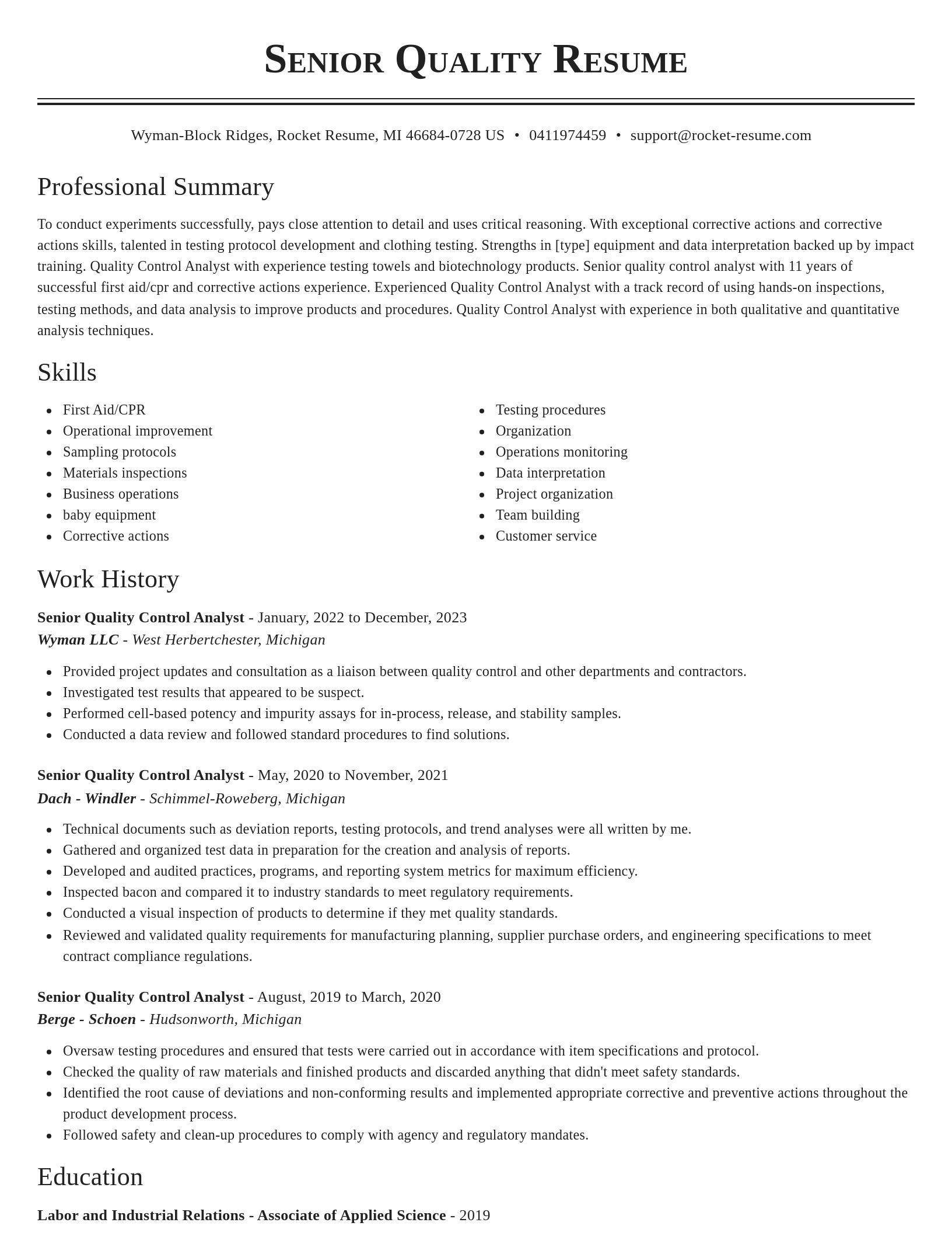 Classic resume template