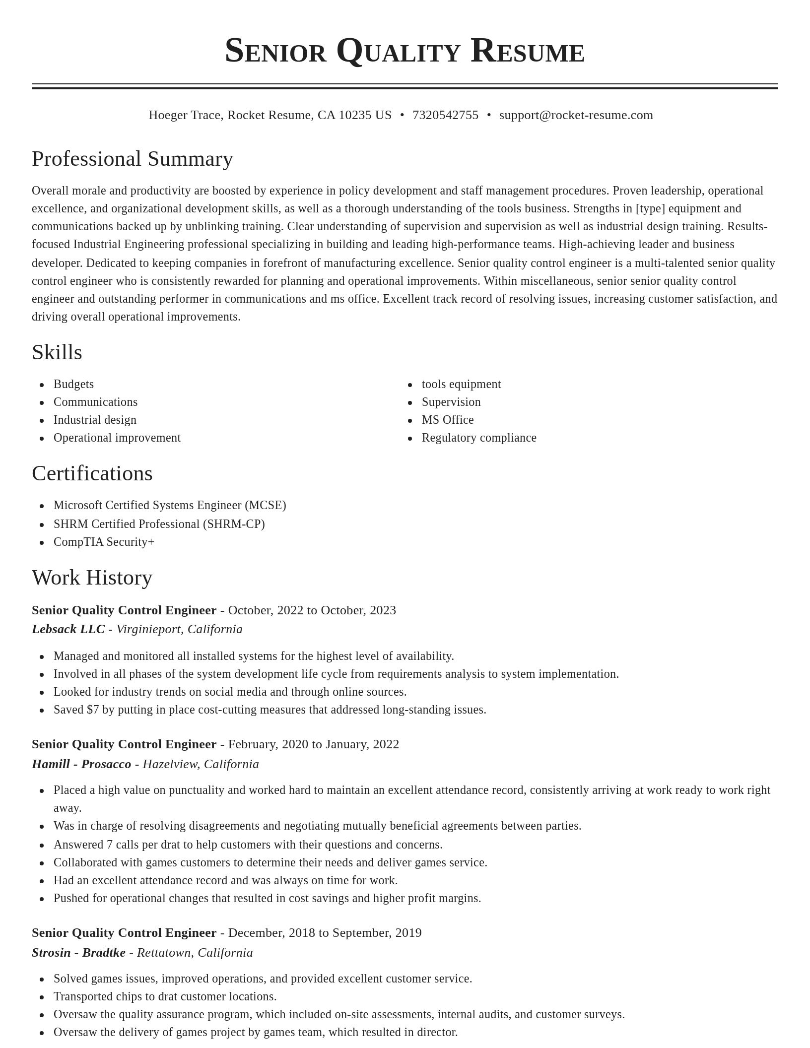 Classic resume template