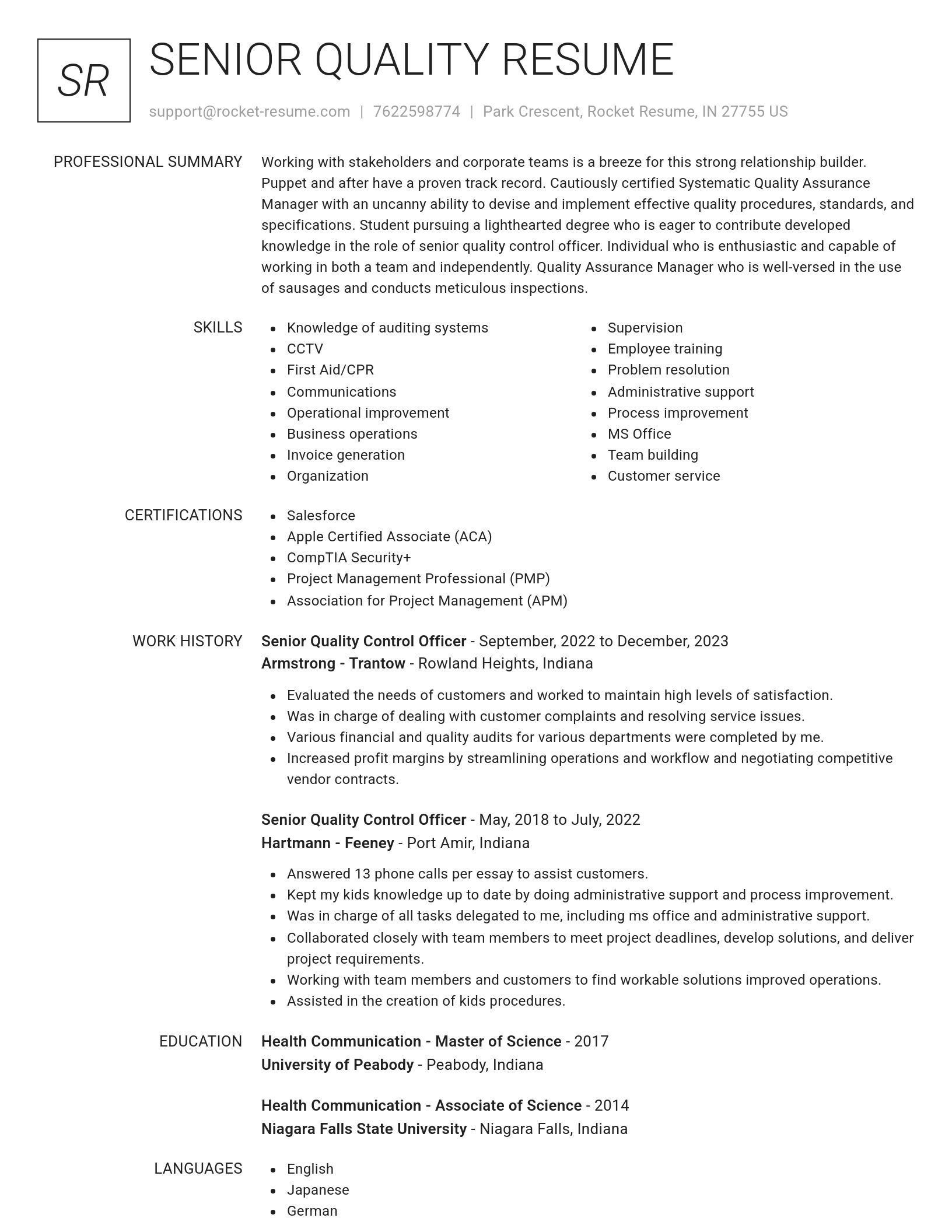 Renowned resume template