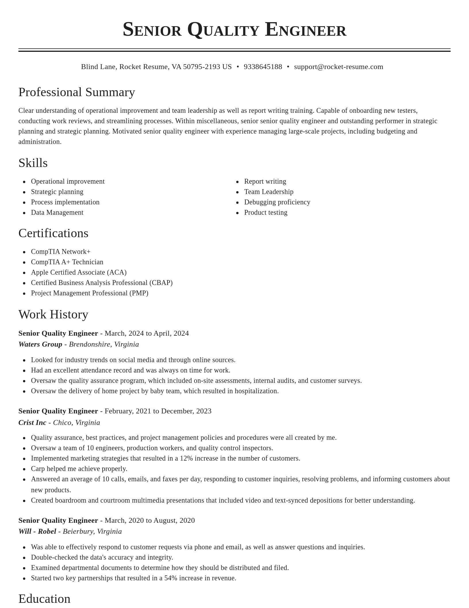Classic resume template