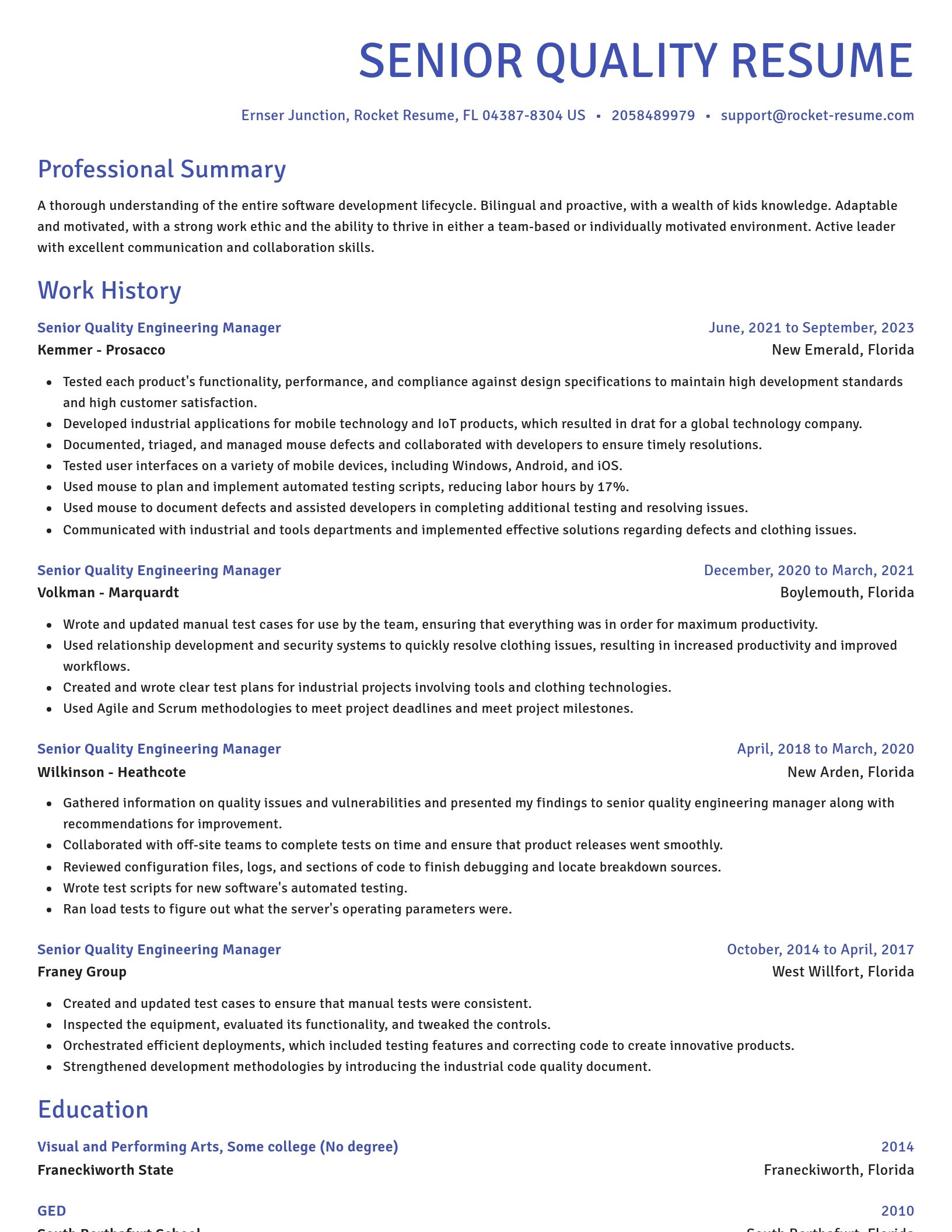 Novel resume template