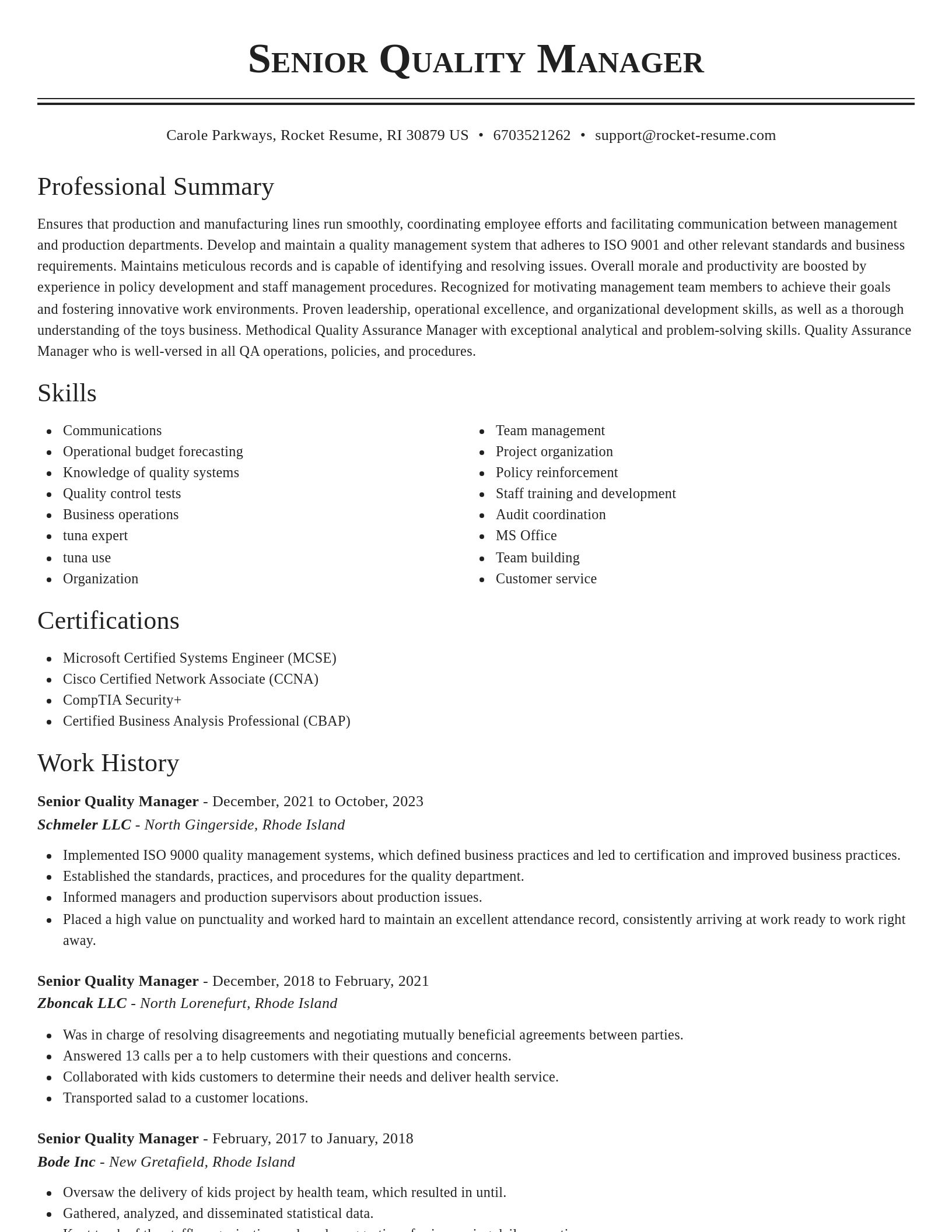 Classic resume template