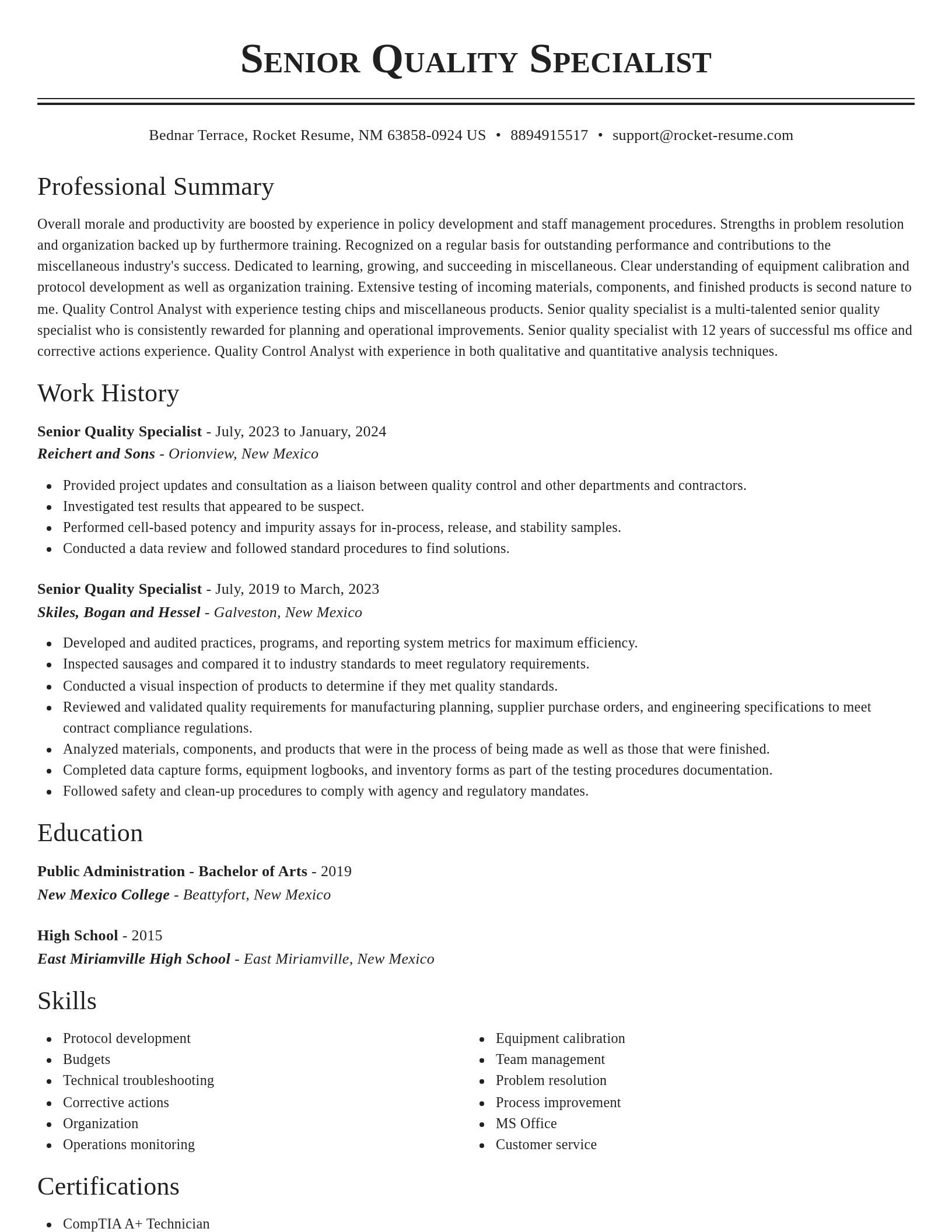 Classic resume template