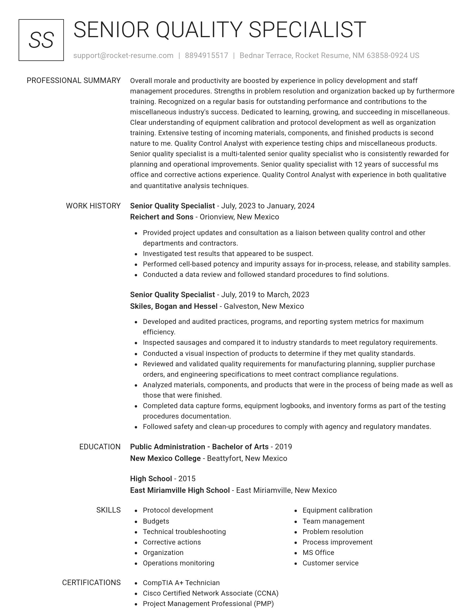 Renowned resume template