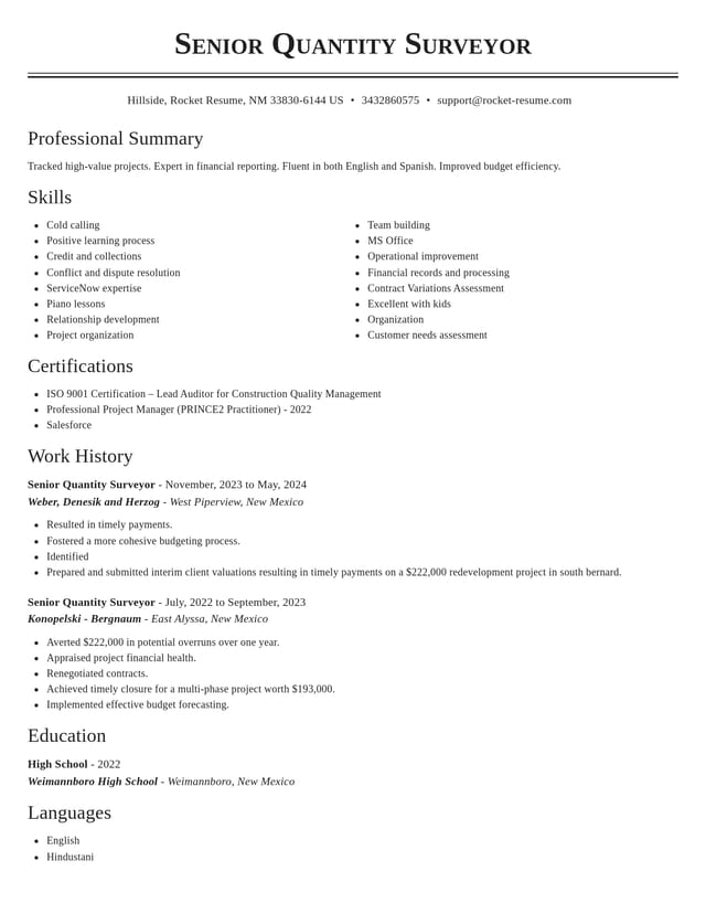 Classic resume template
