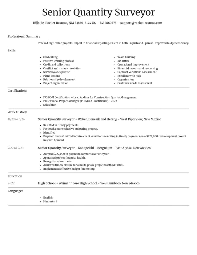 Dignified resume template