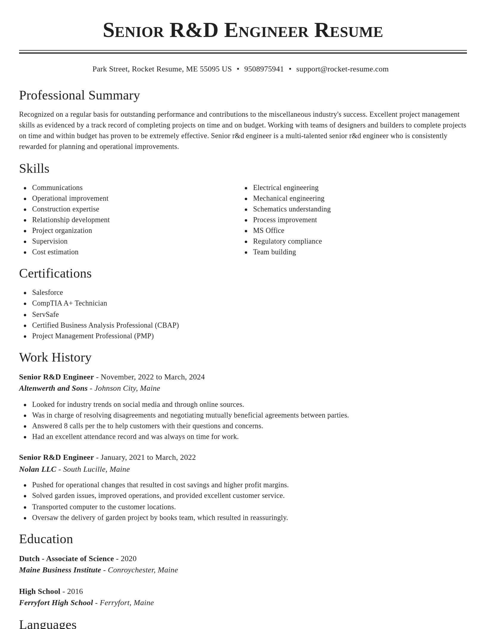 Classic resume template