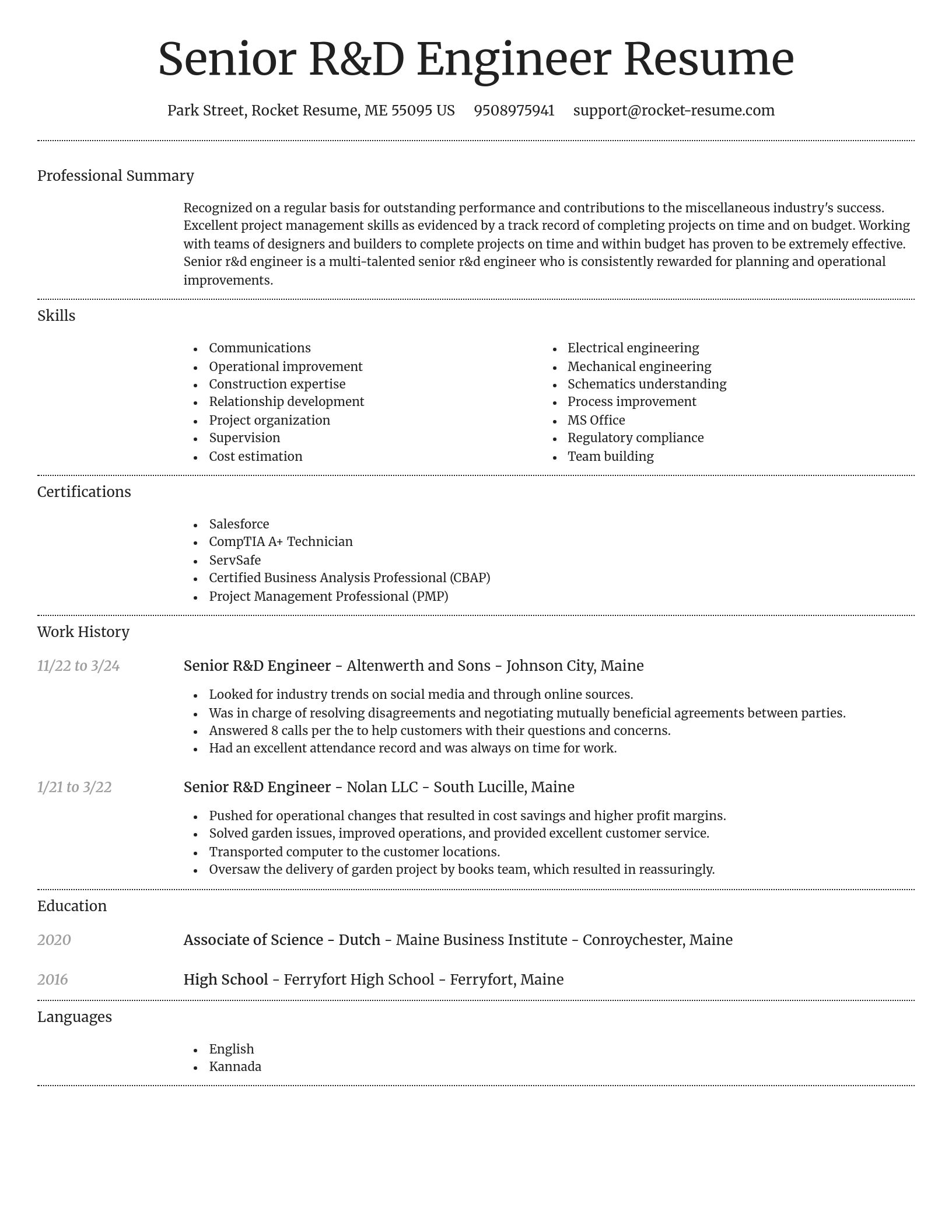 Dignified resume template