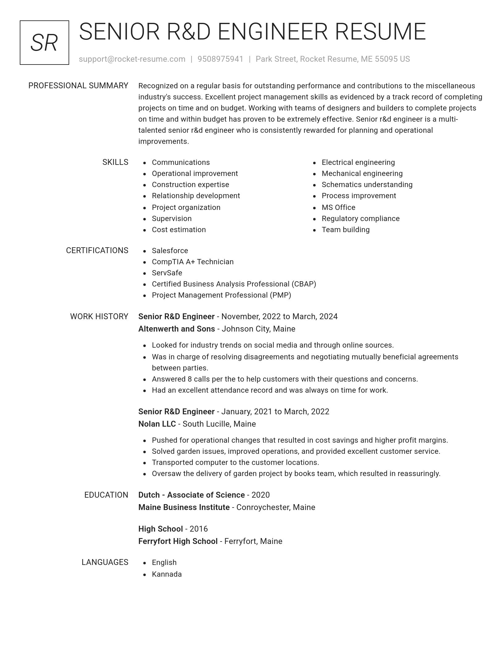Renowned resume template