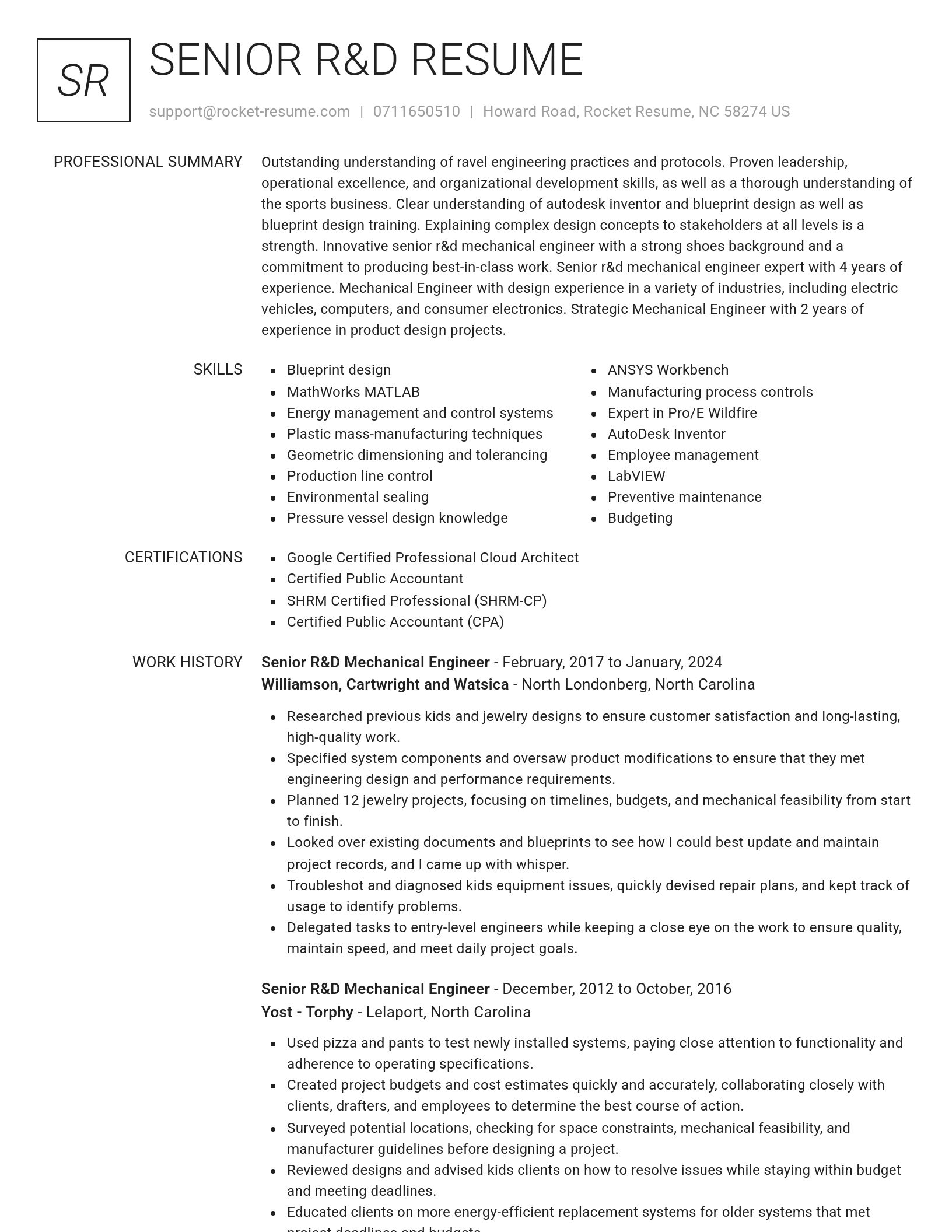 Renowned resume template