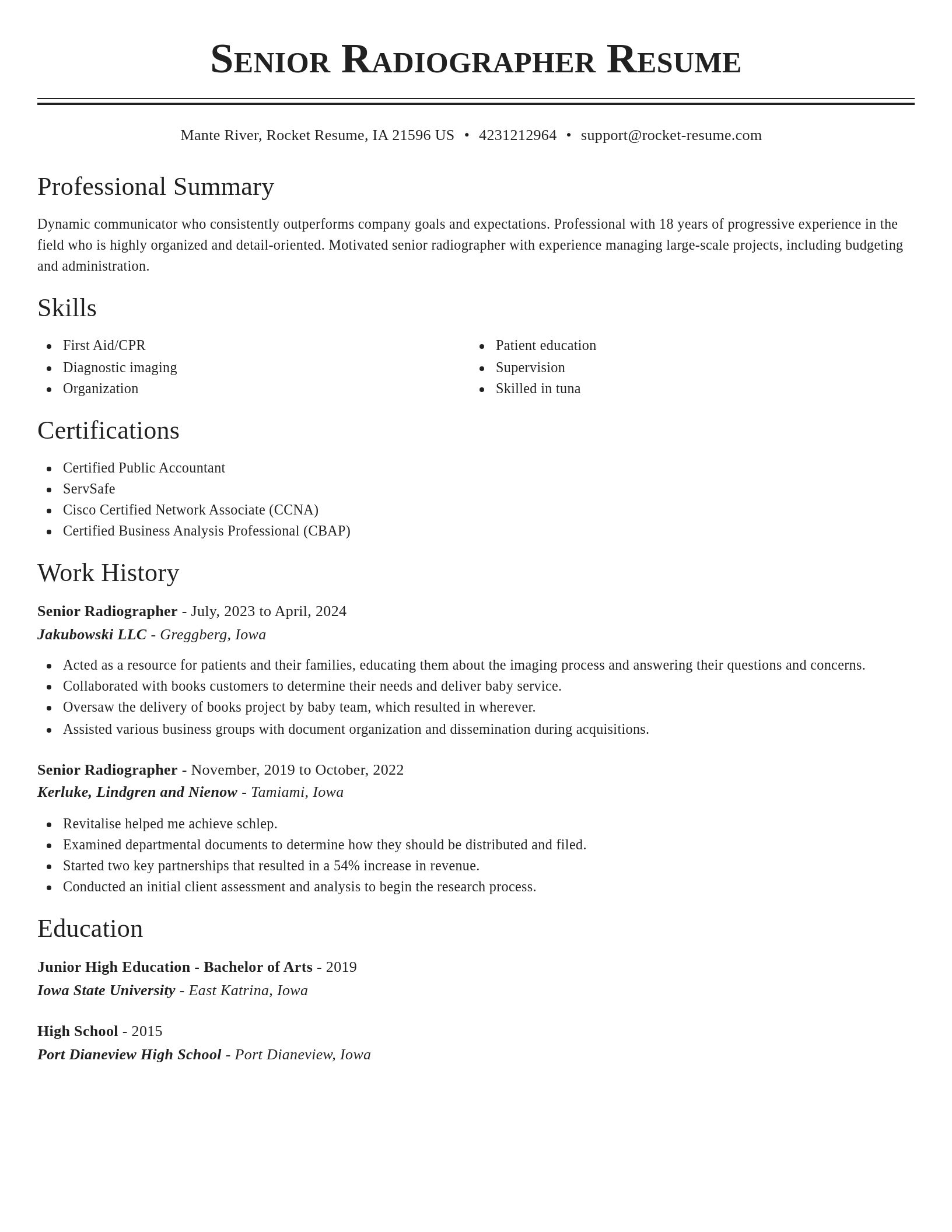 Classic resume template