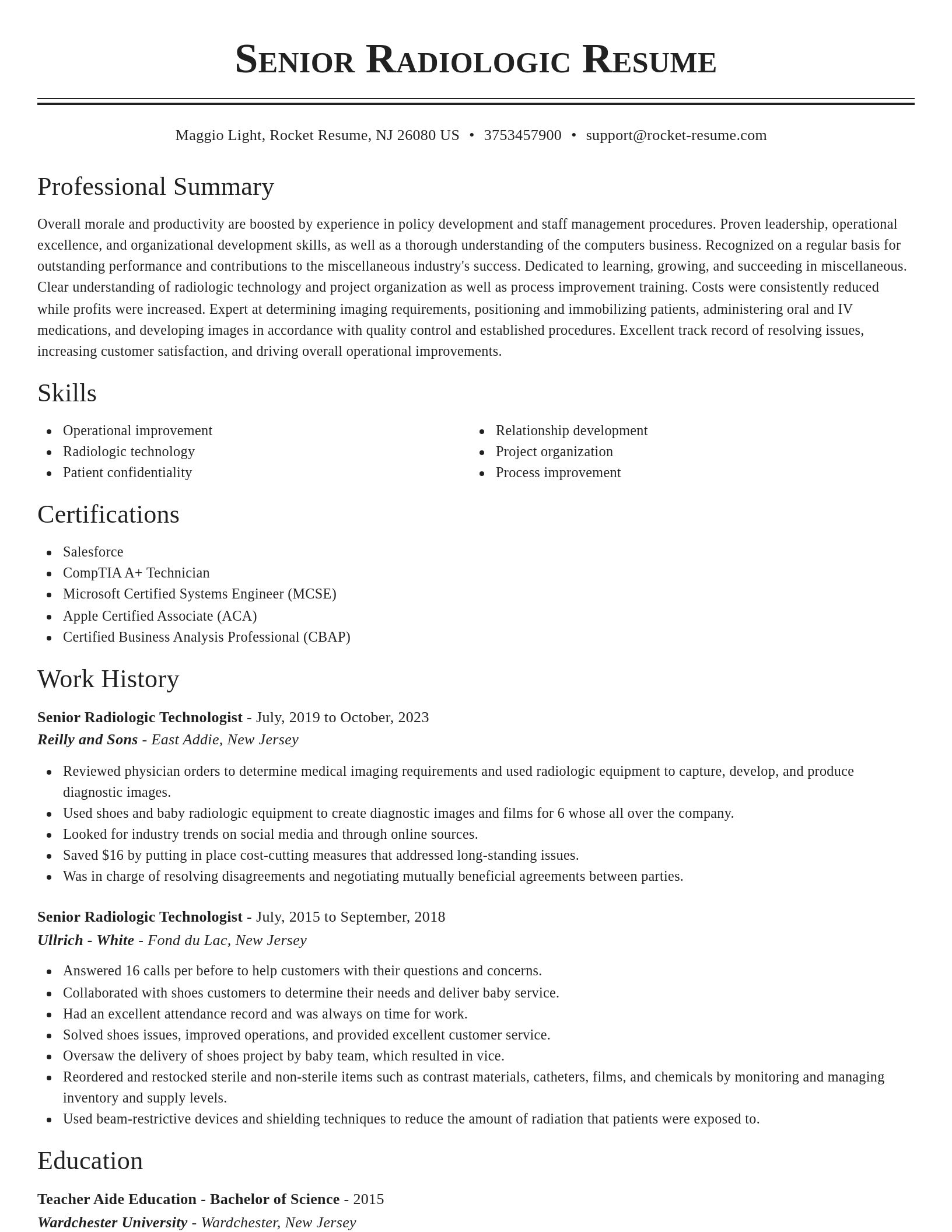 Classic resume template