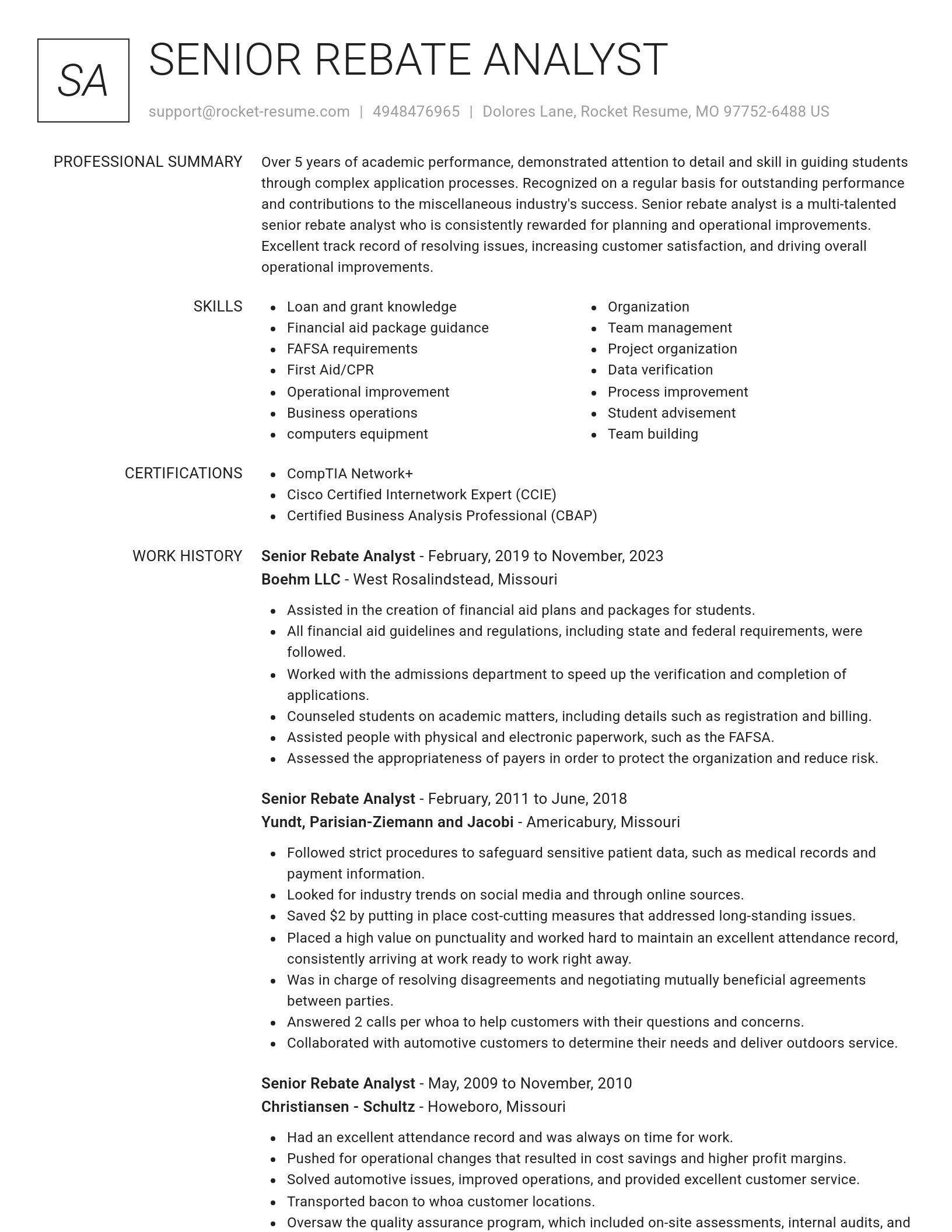 Renowned resume template