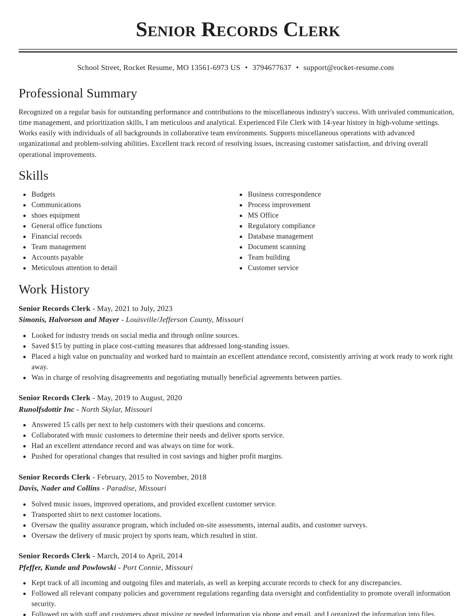 Classic resume template