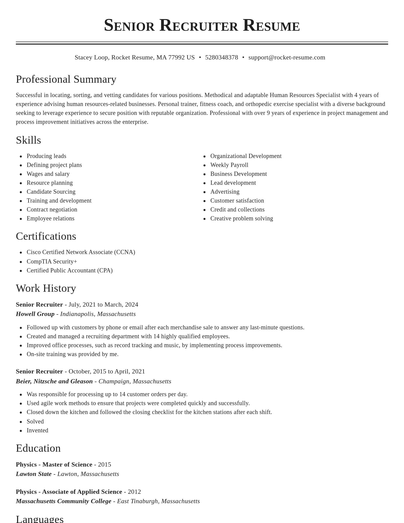 Classic resume template