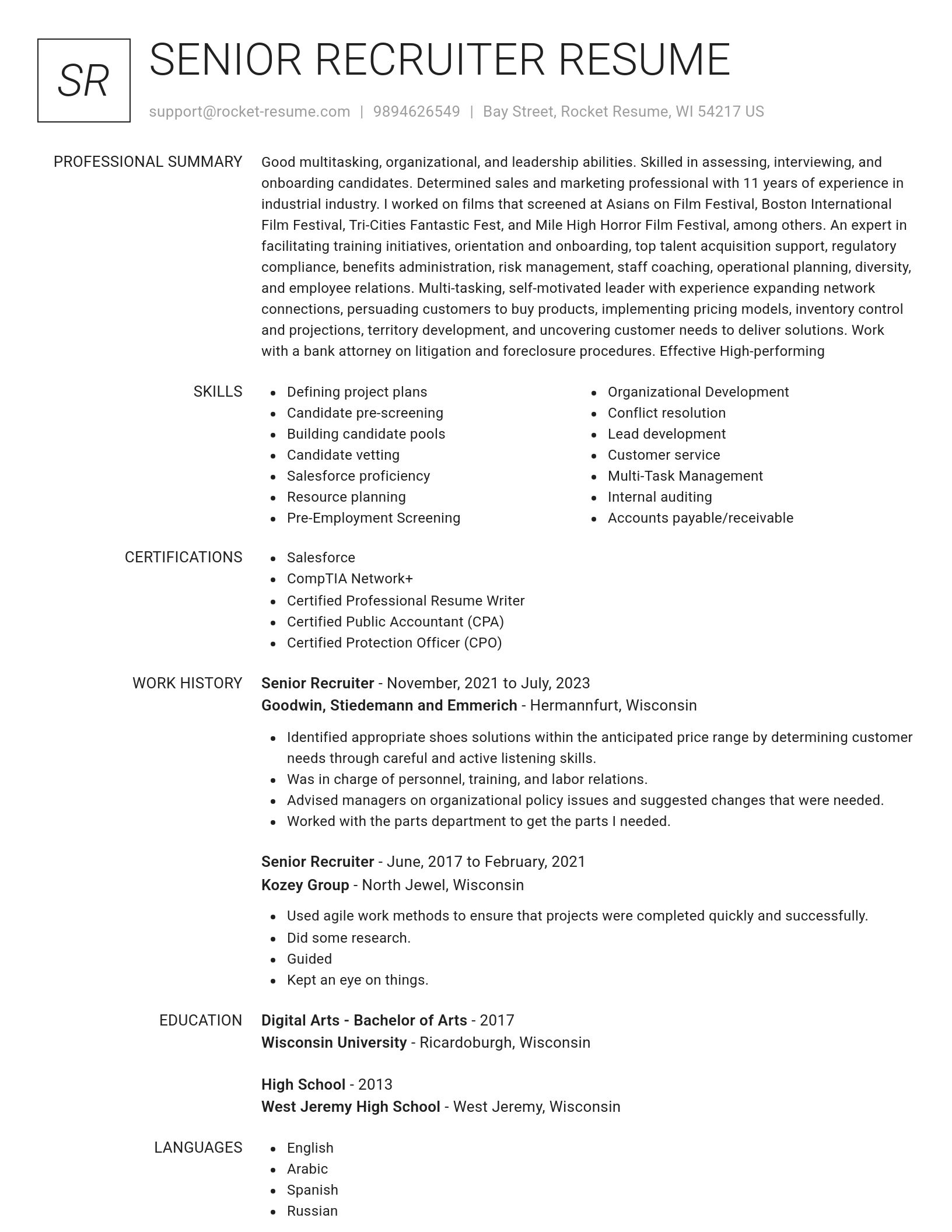 Renowned resume template