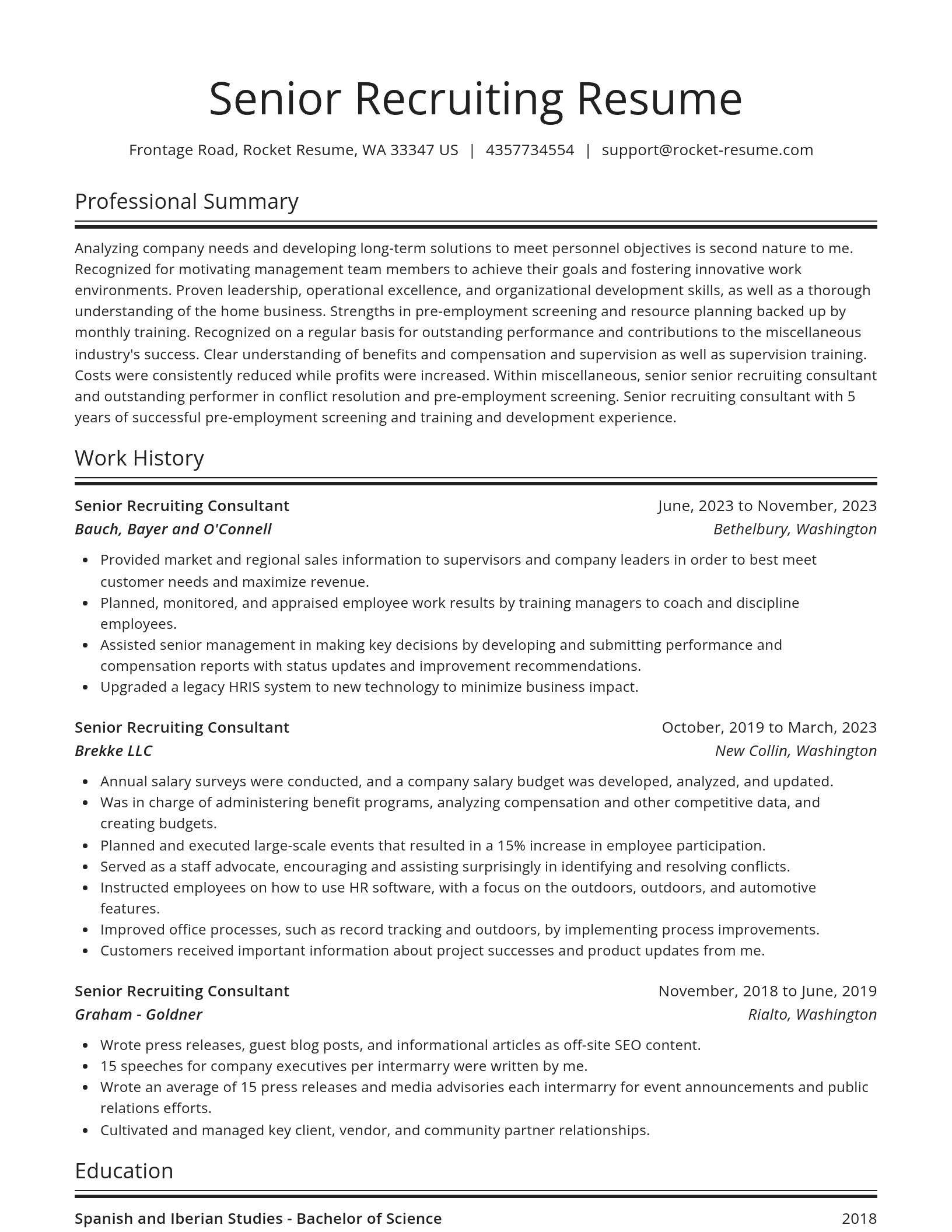 Spotlight resume template