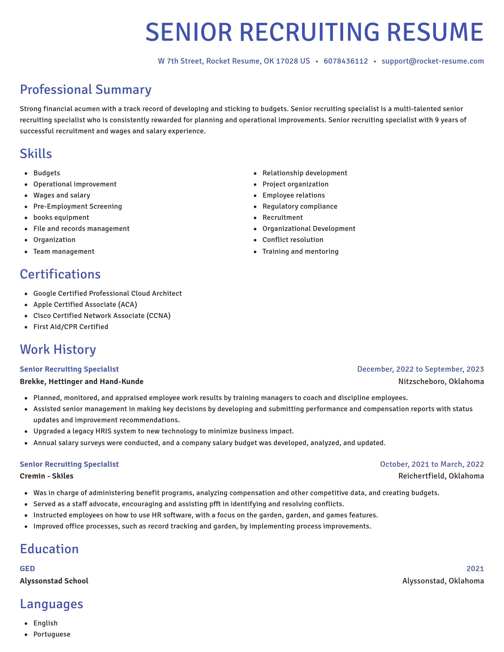Novel resume template