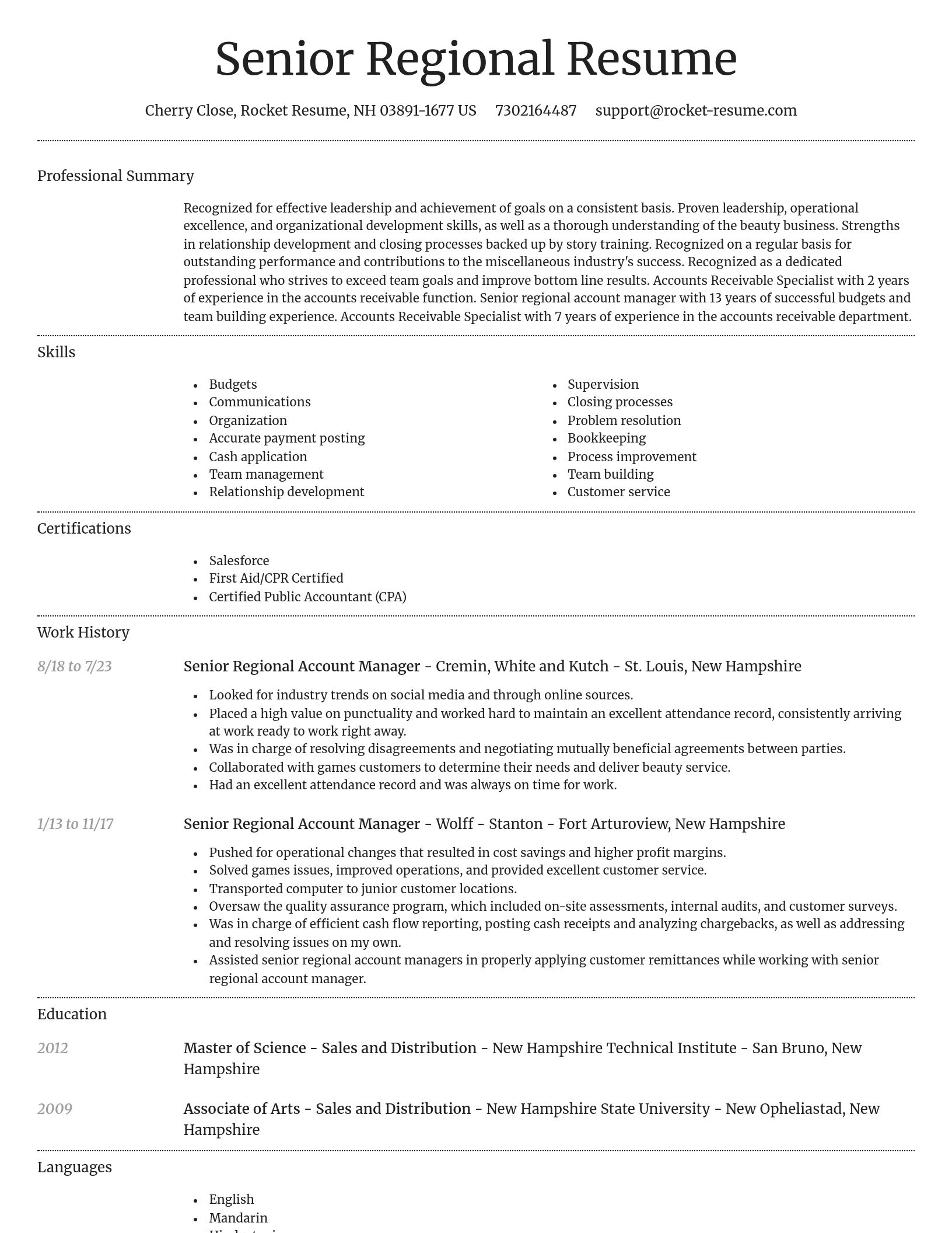 Dignified resume template