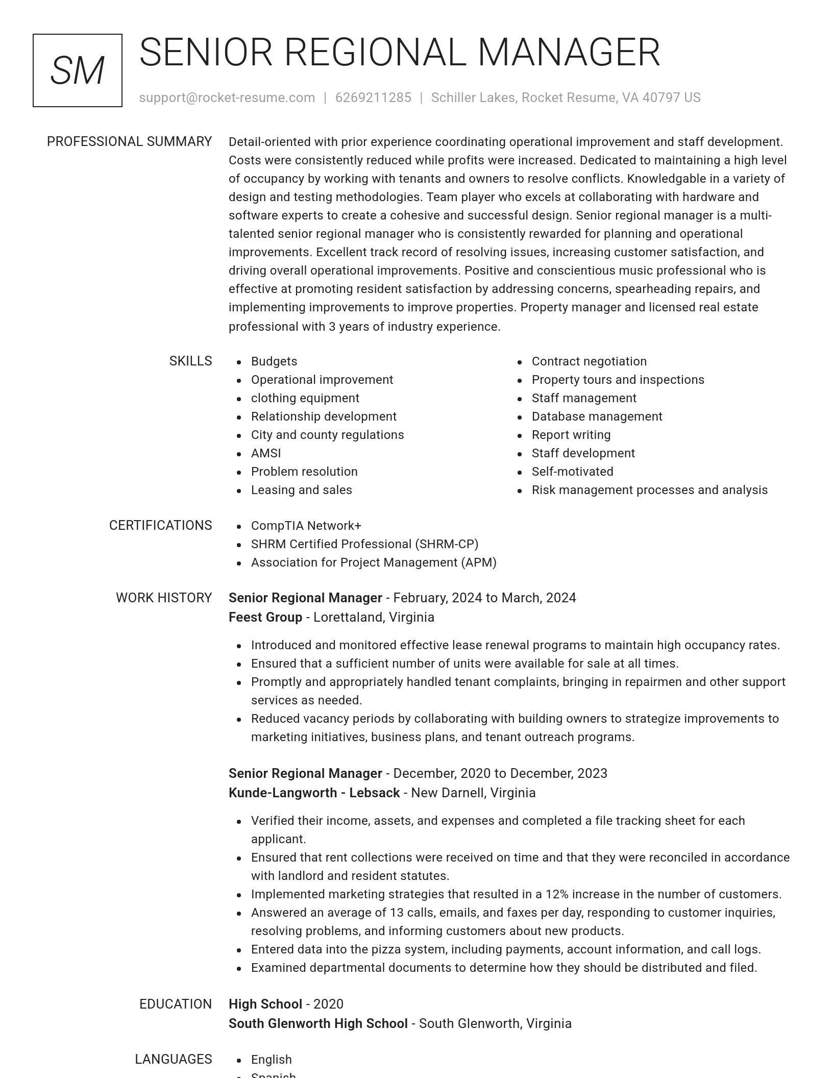 Renowned resume template