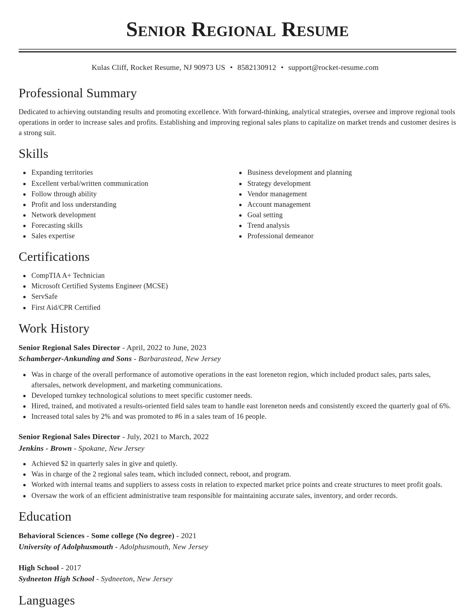 Classic resume template