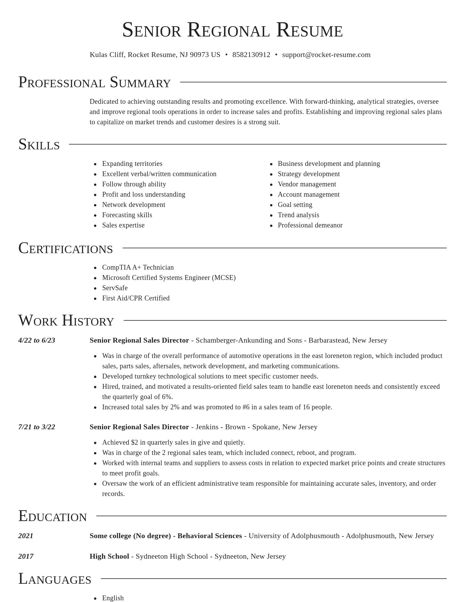 Director resume template