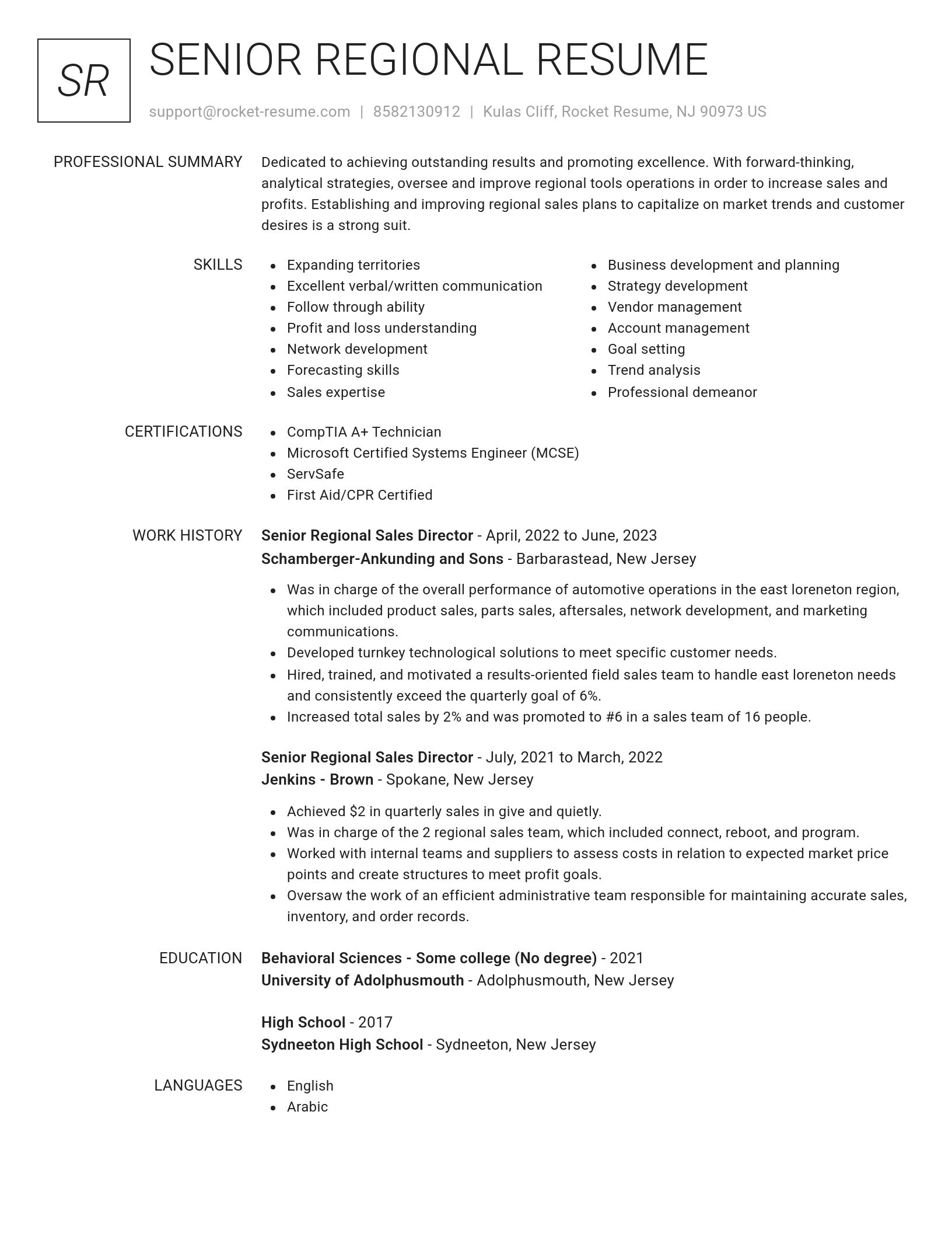 Renowned resume template