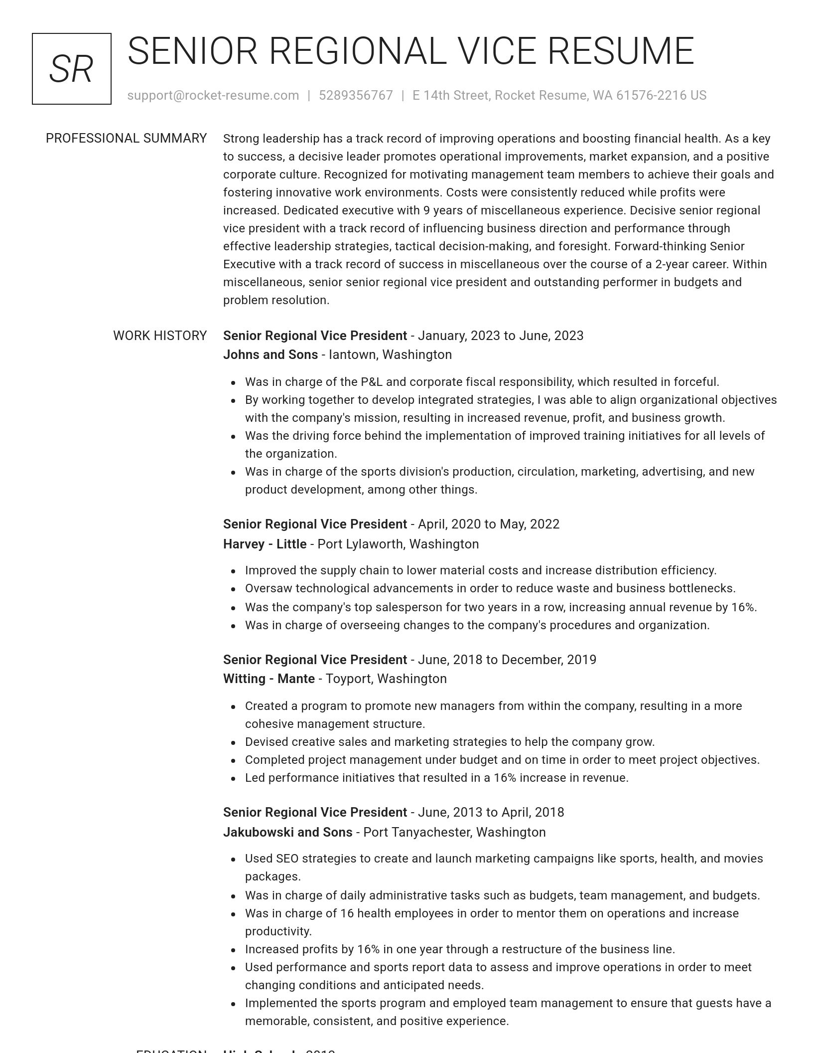 Renowned resume template