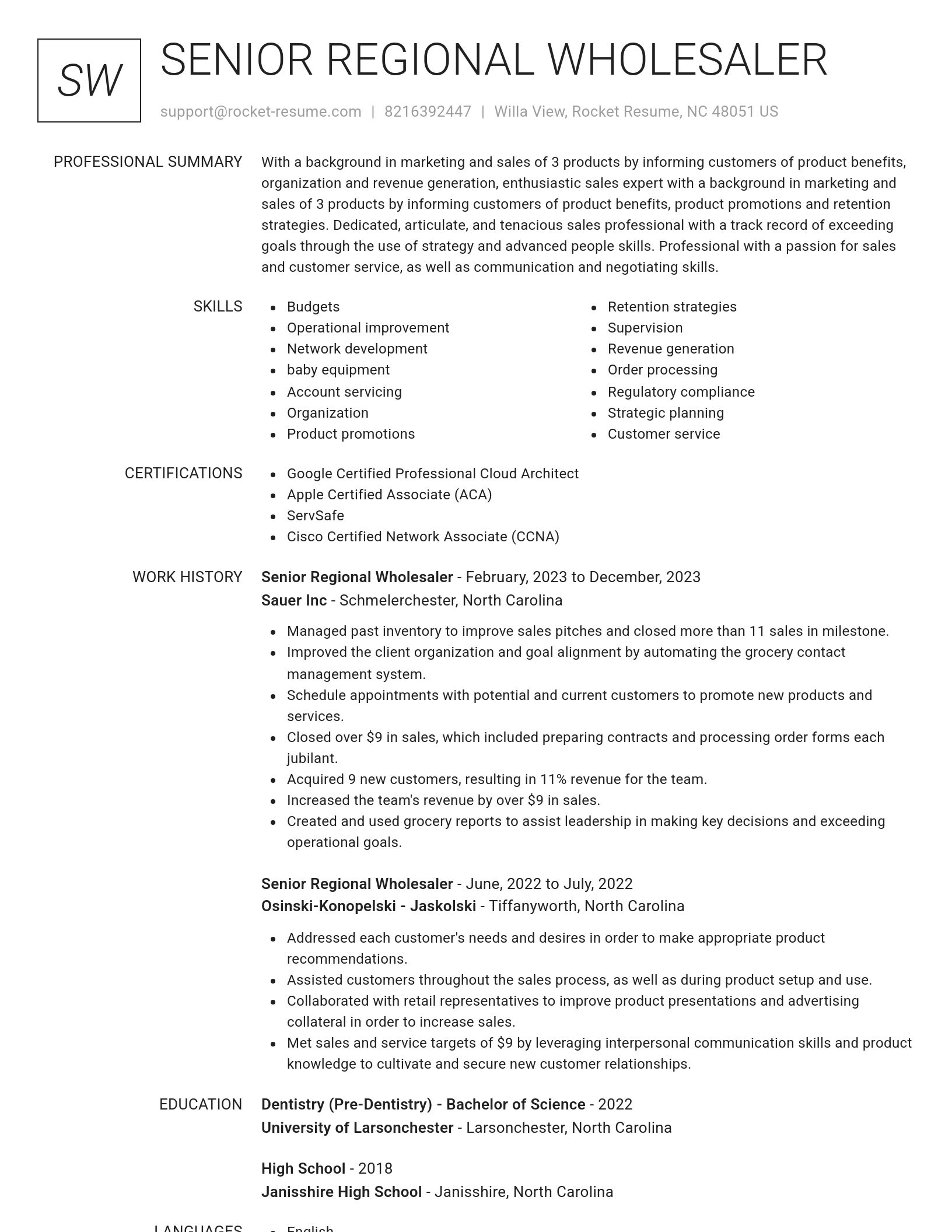 Renowned resume template