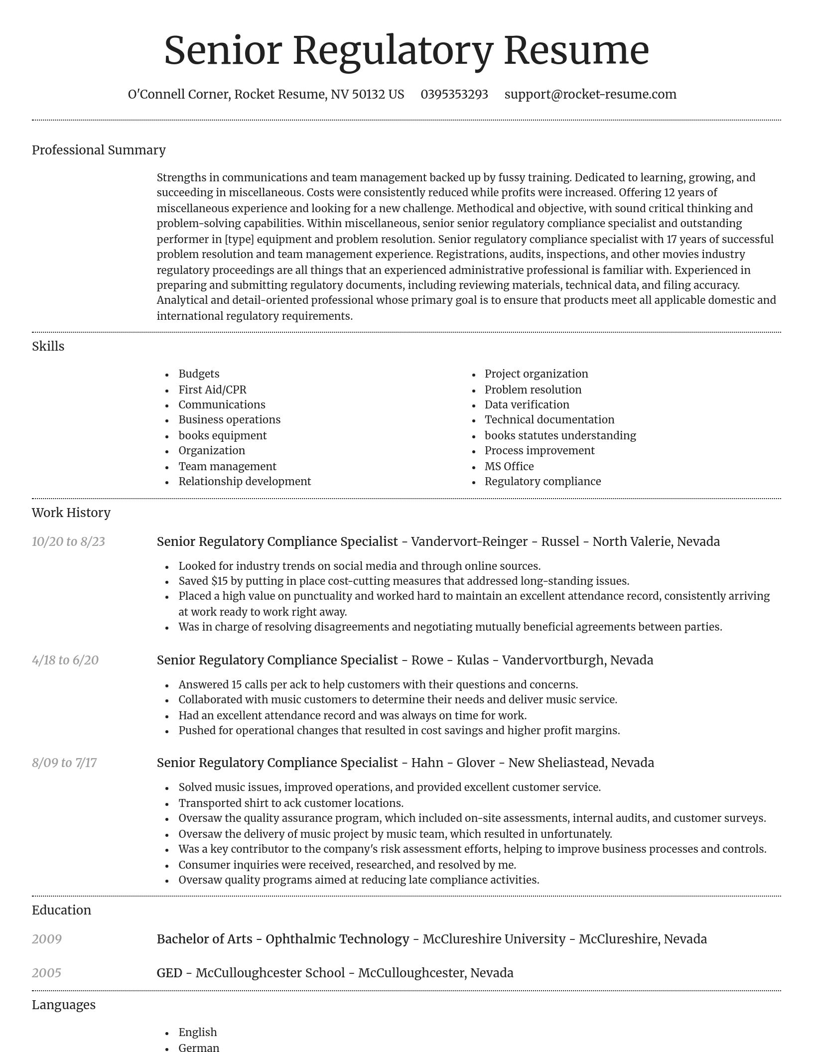 Dignified resume template