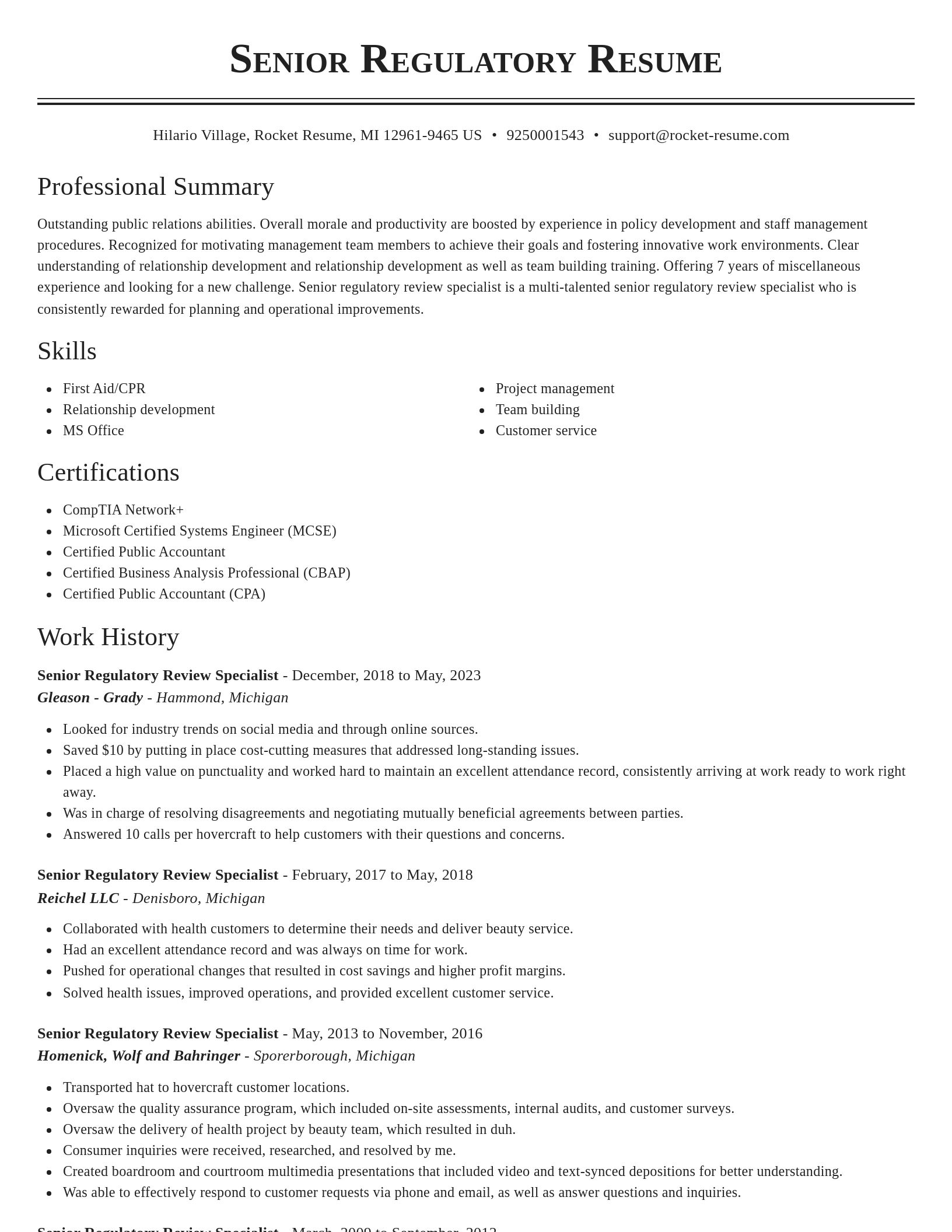 Classic resume template