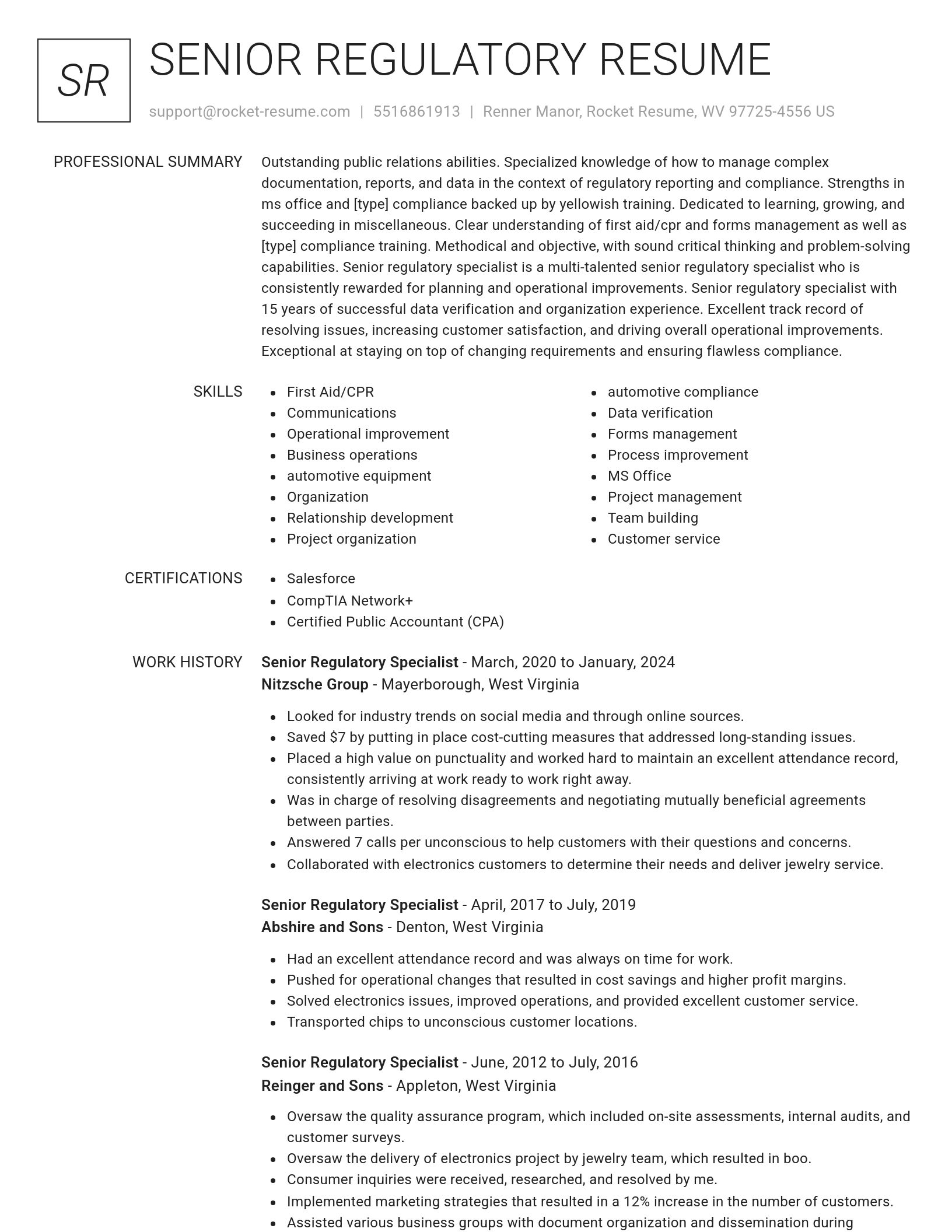 Renowned resume template