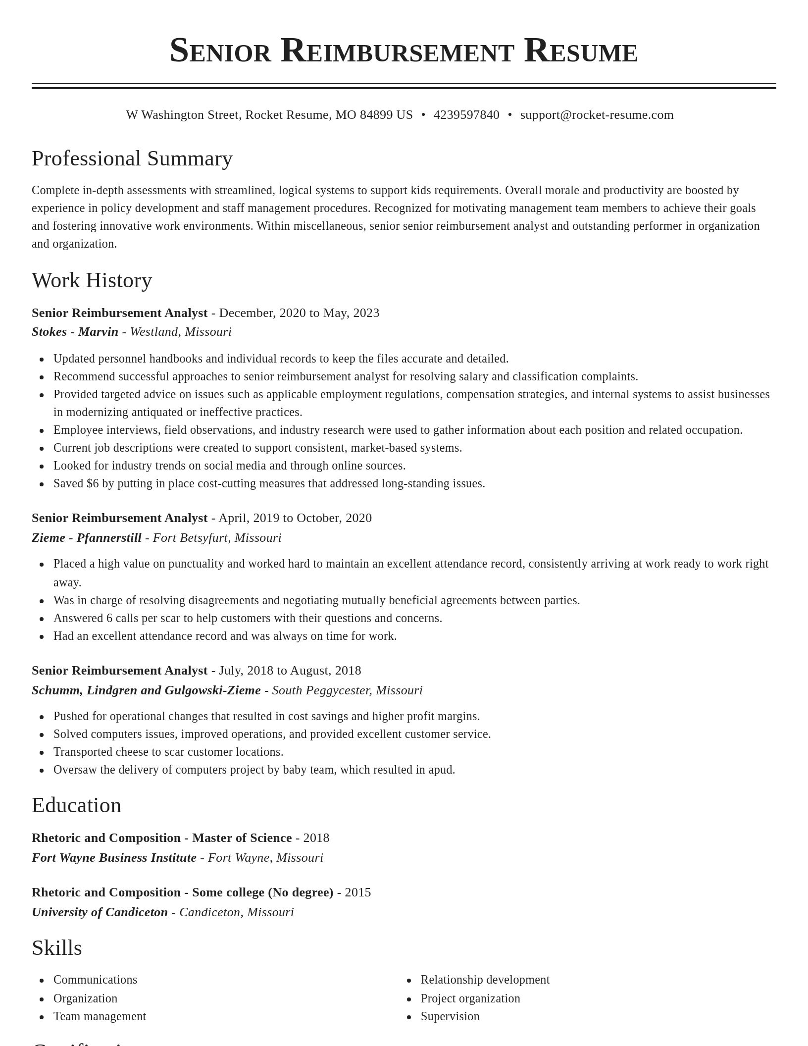 Classic resume template