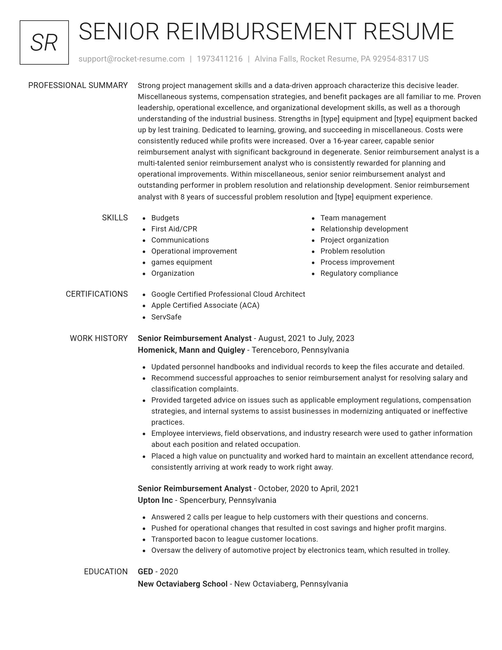 Renowned resume template