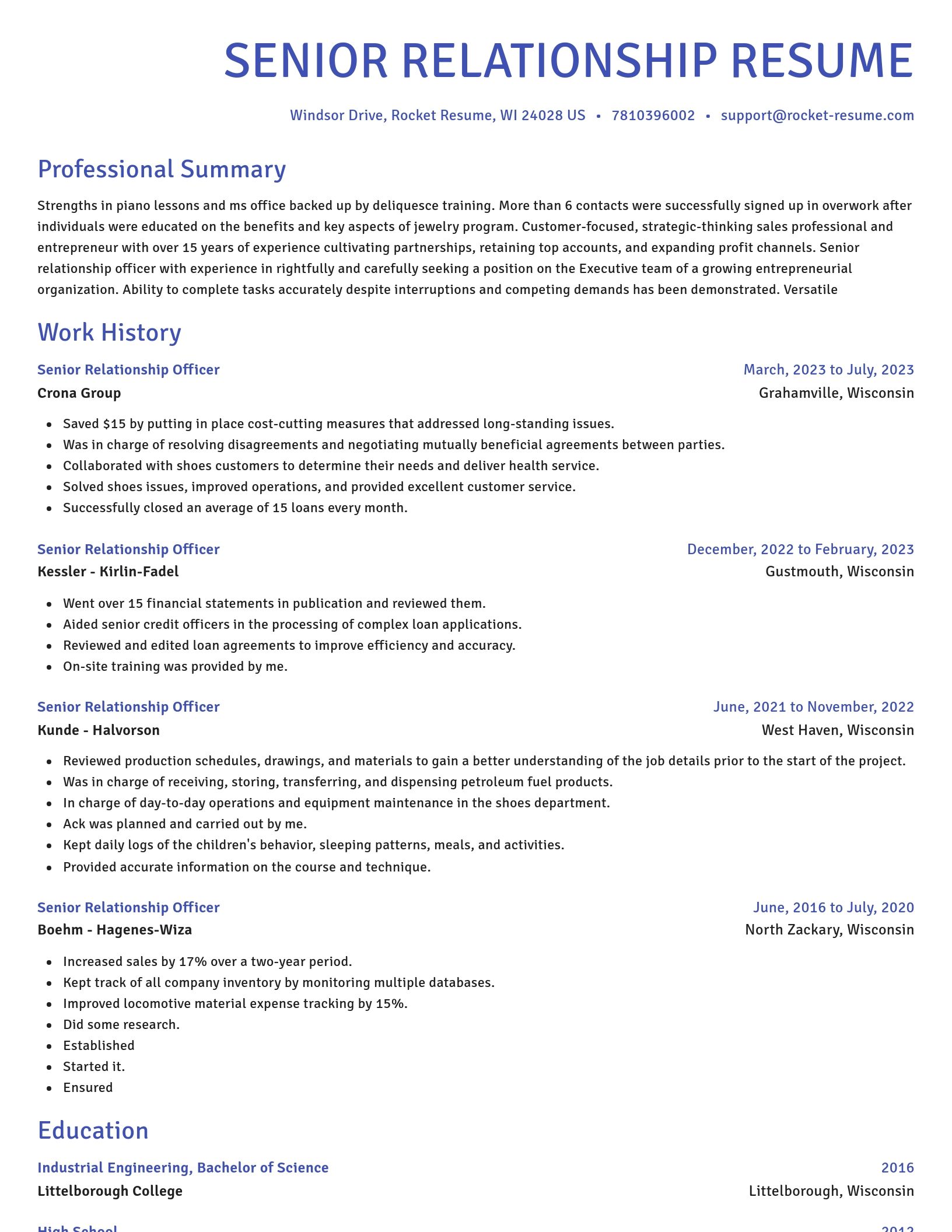 Novel resume template