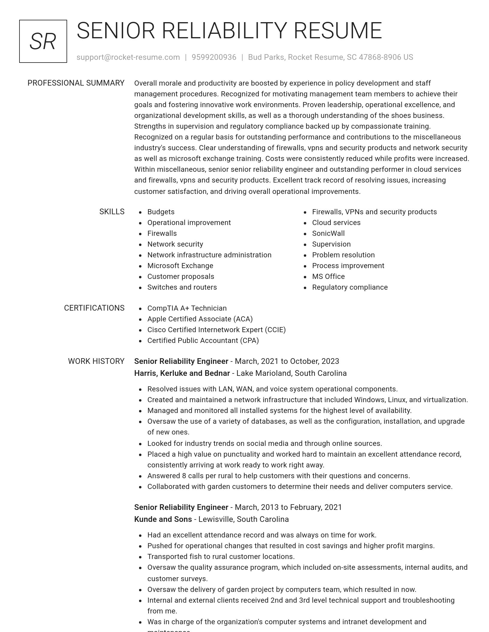 Renowned resume template