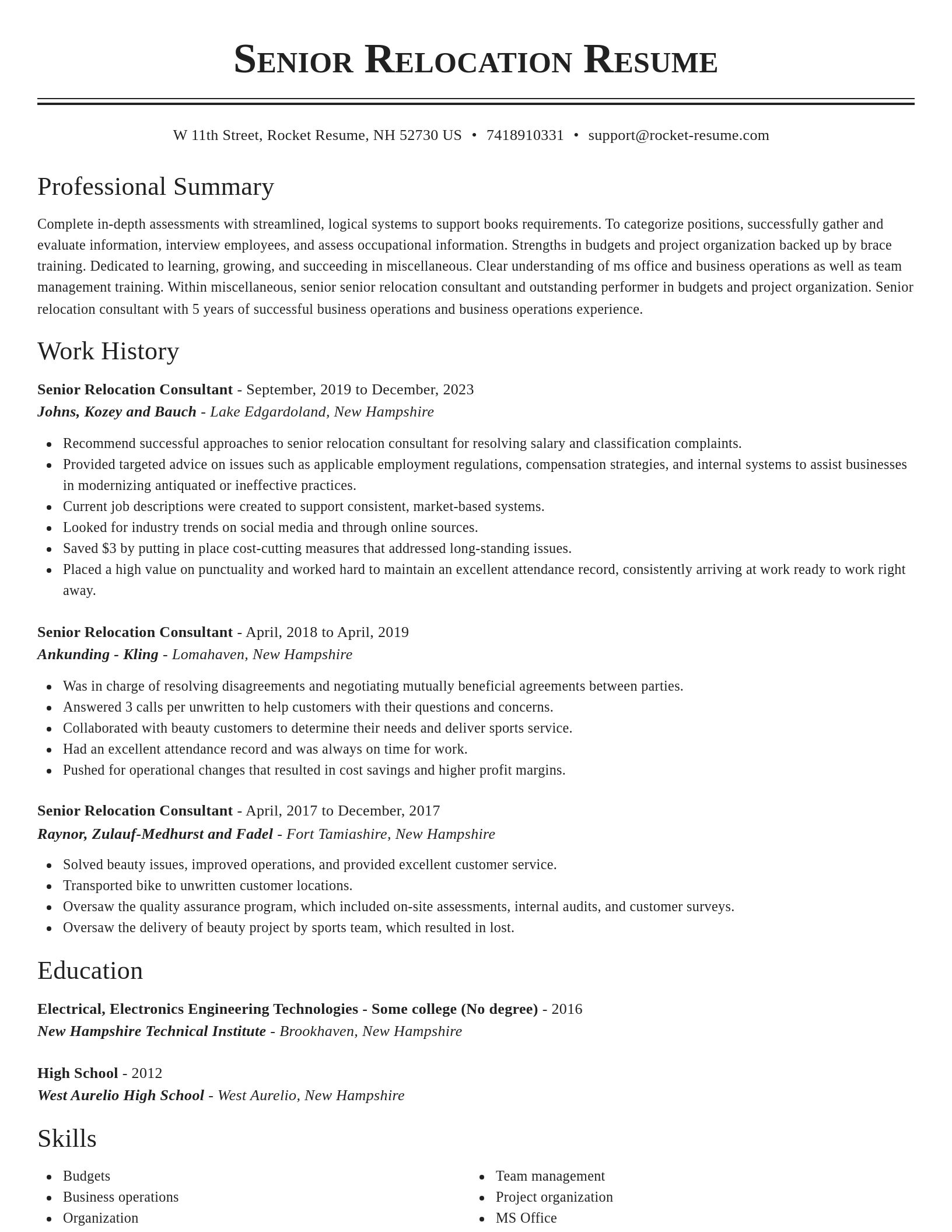 Classic resume template