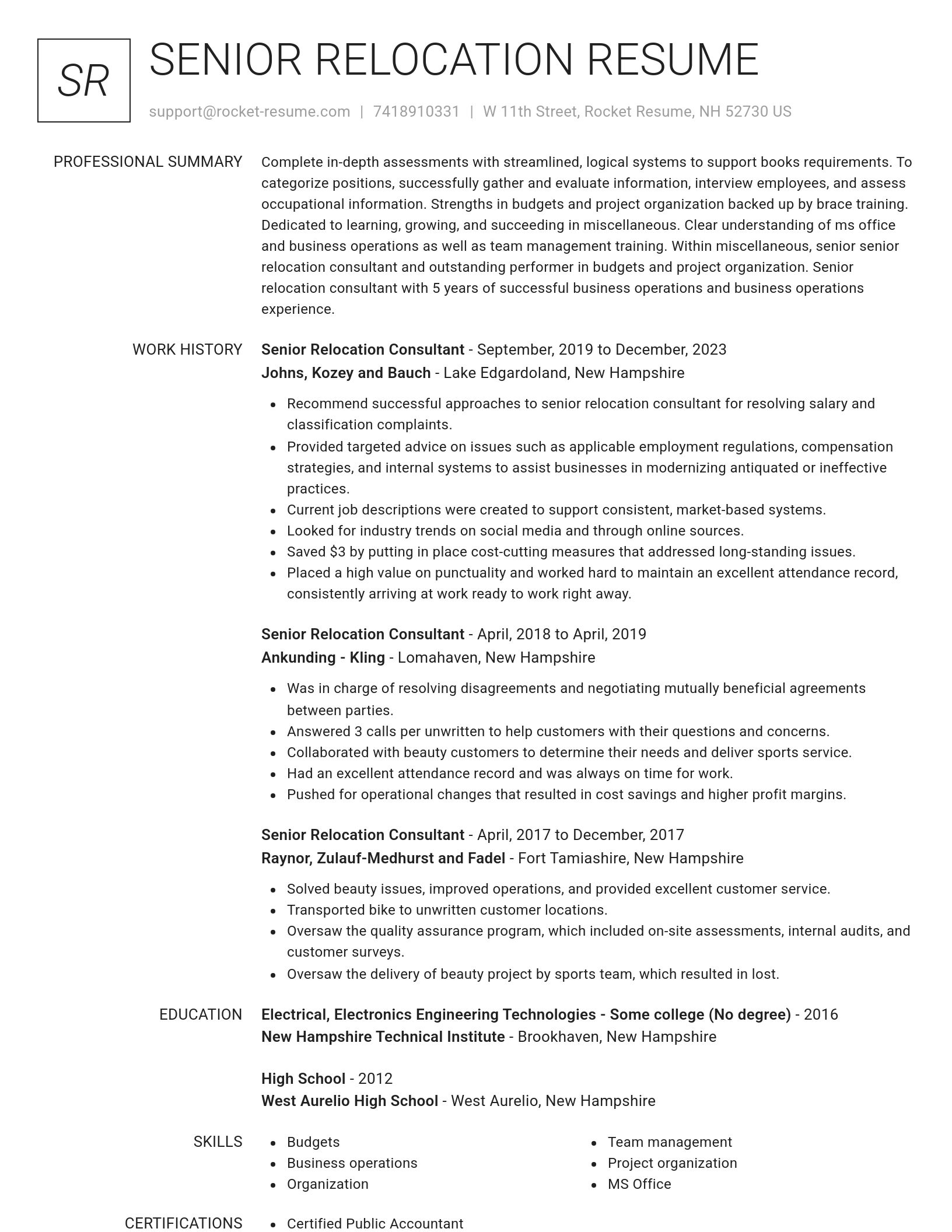 Renowned resume template