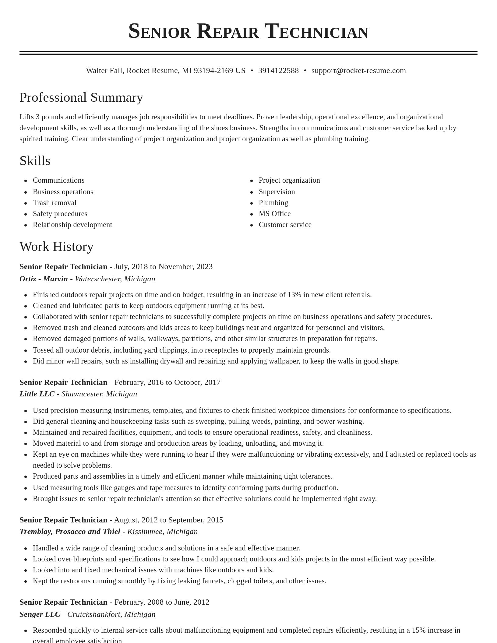 Classic resume template