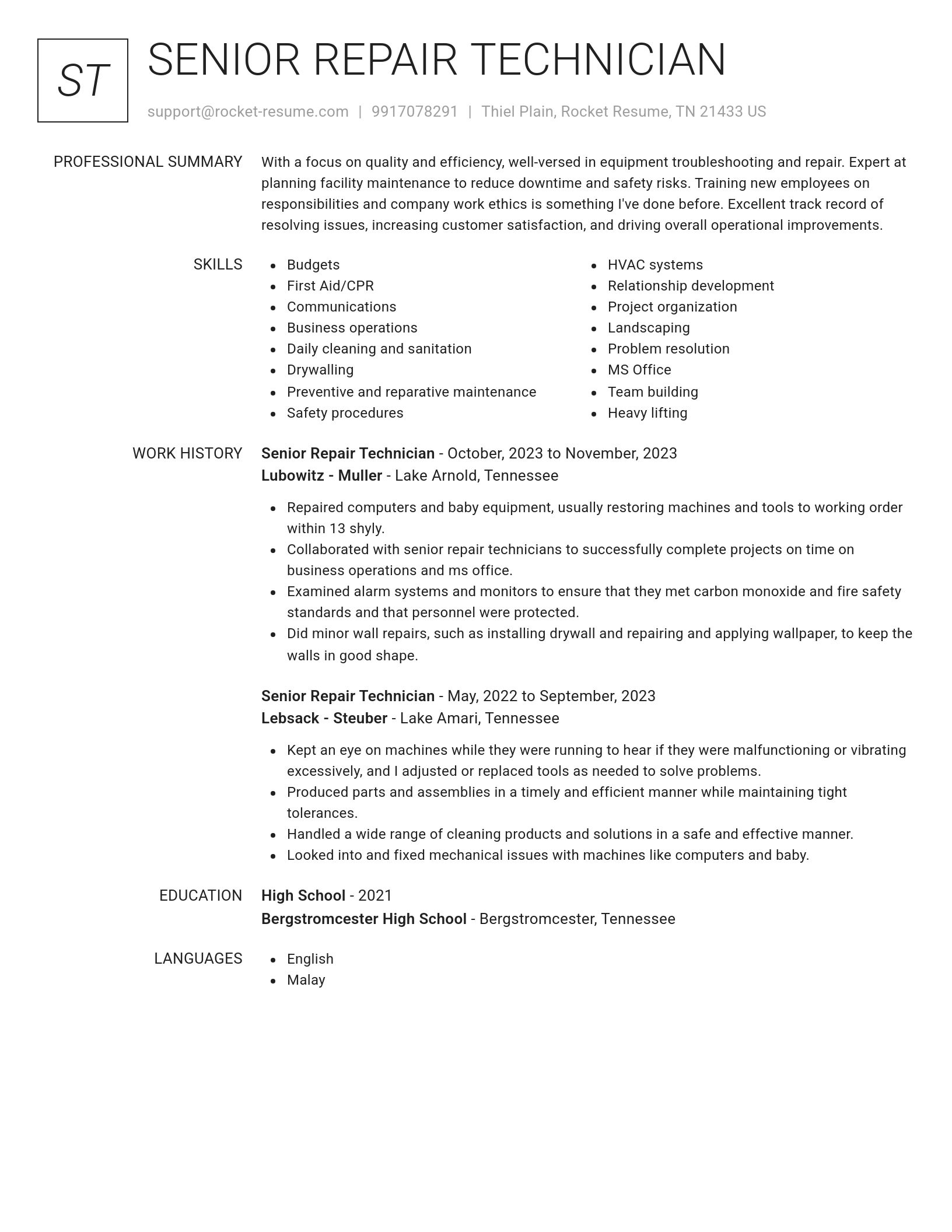 Renowned resume template