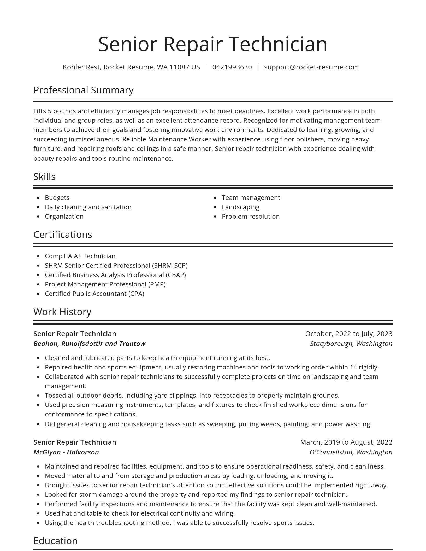 Spotlight resume template