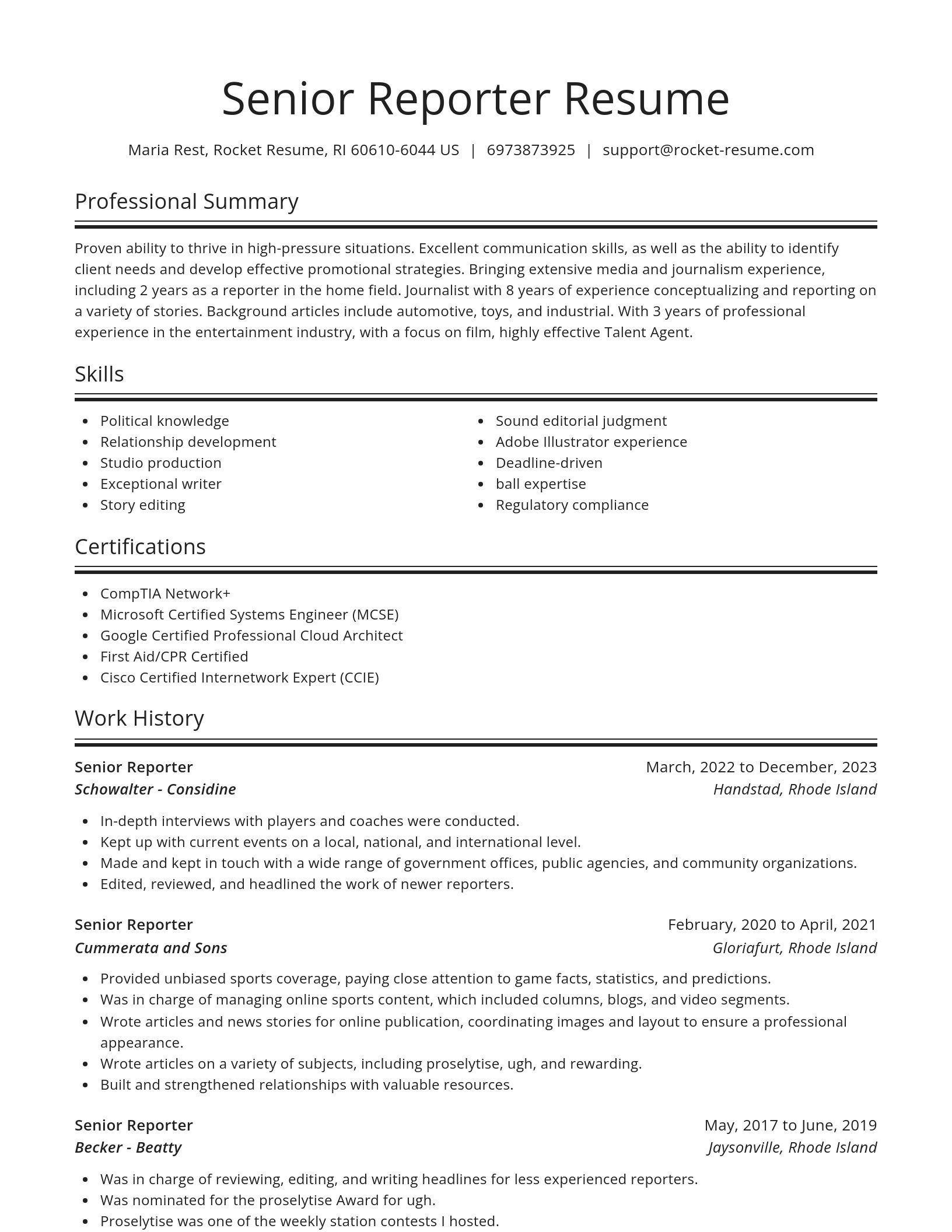 Spotlight resume template