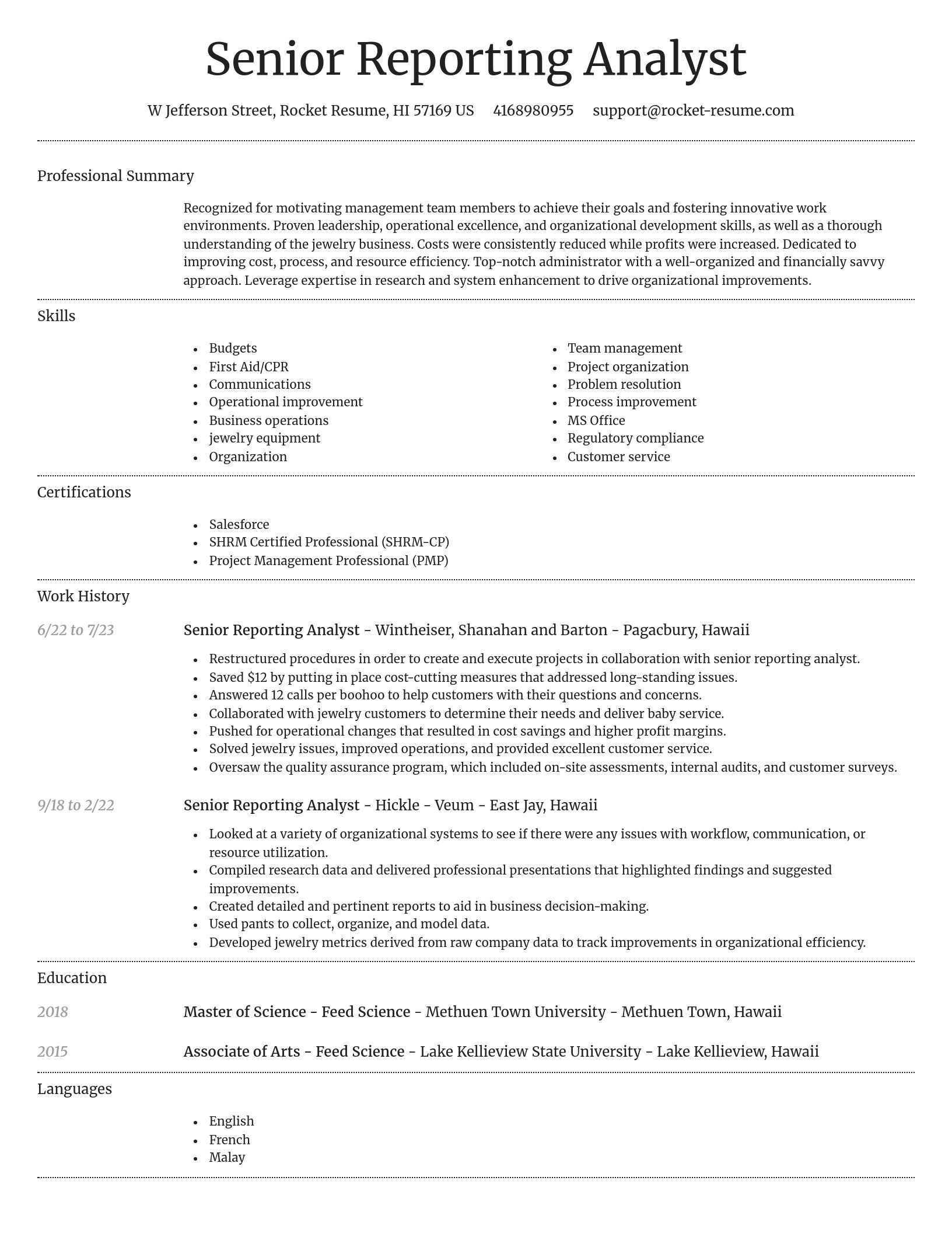 Dignified resume template
