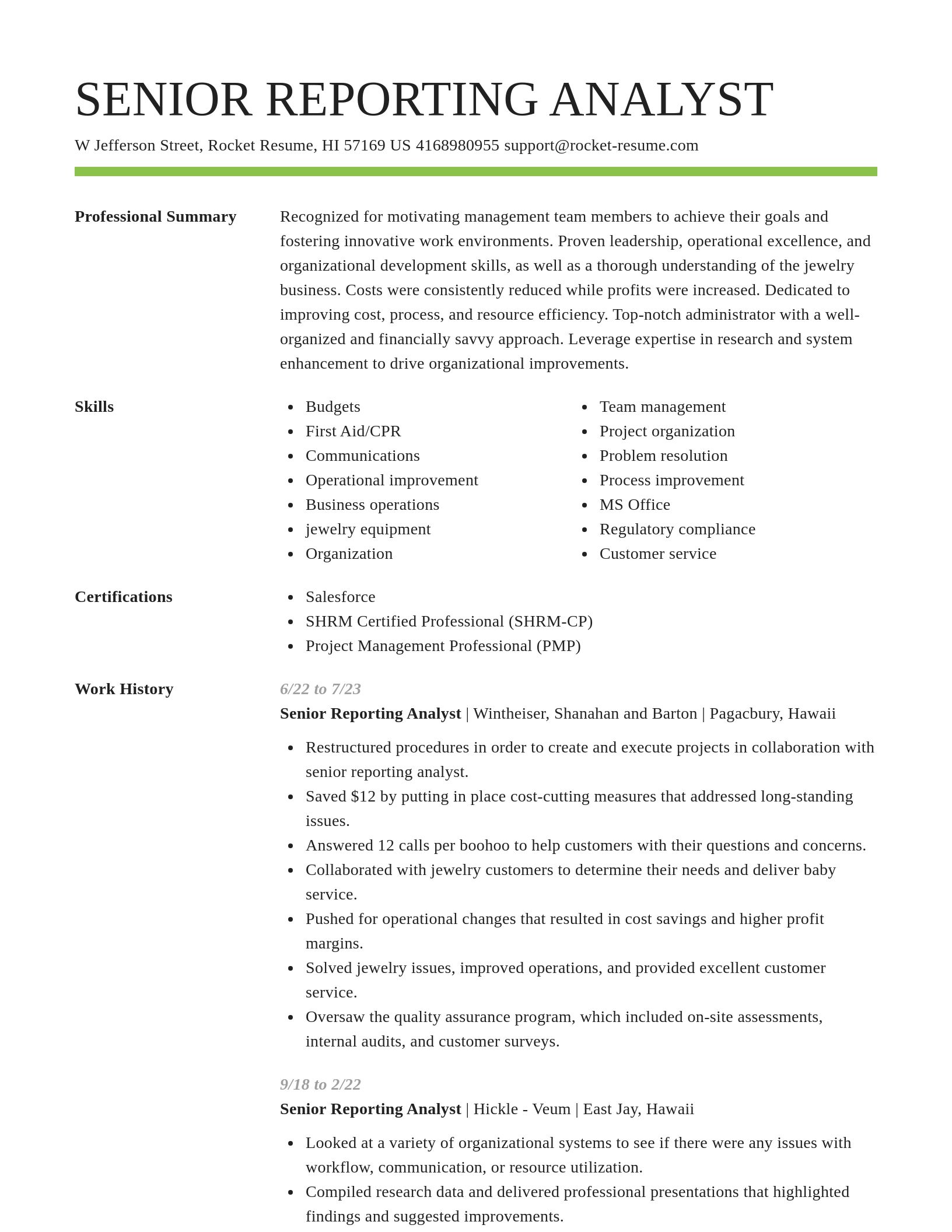 Smart resume template
