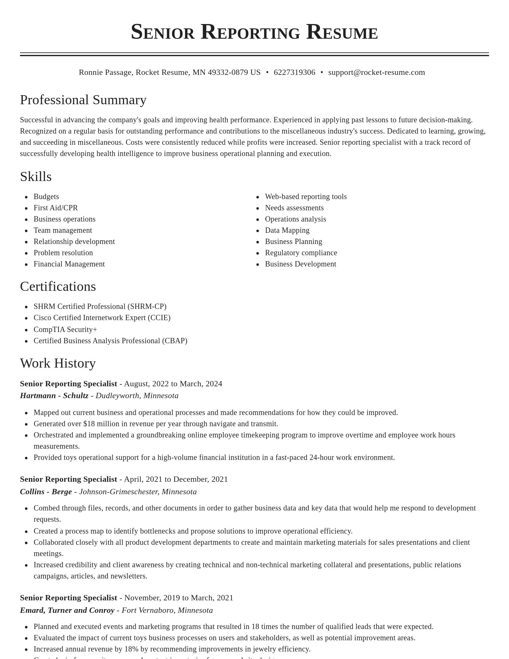 Classic resume template