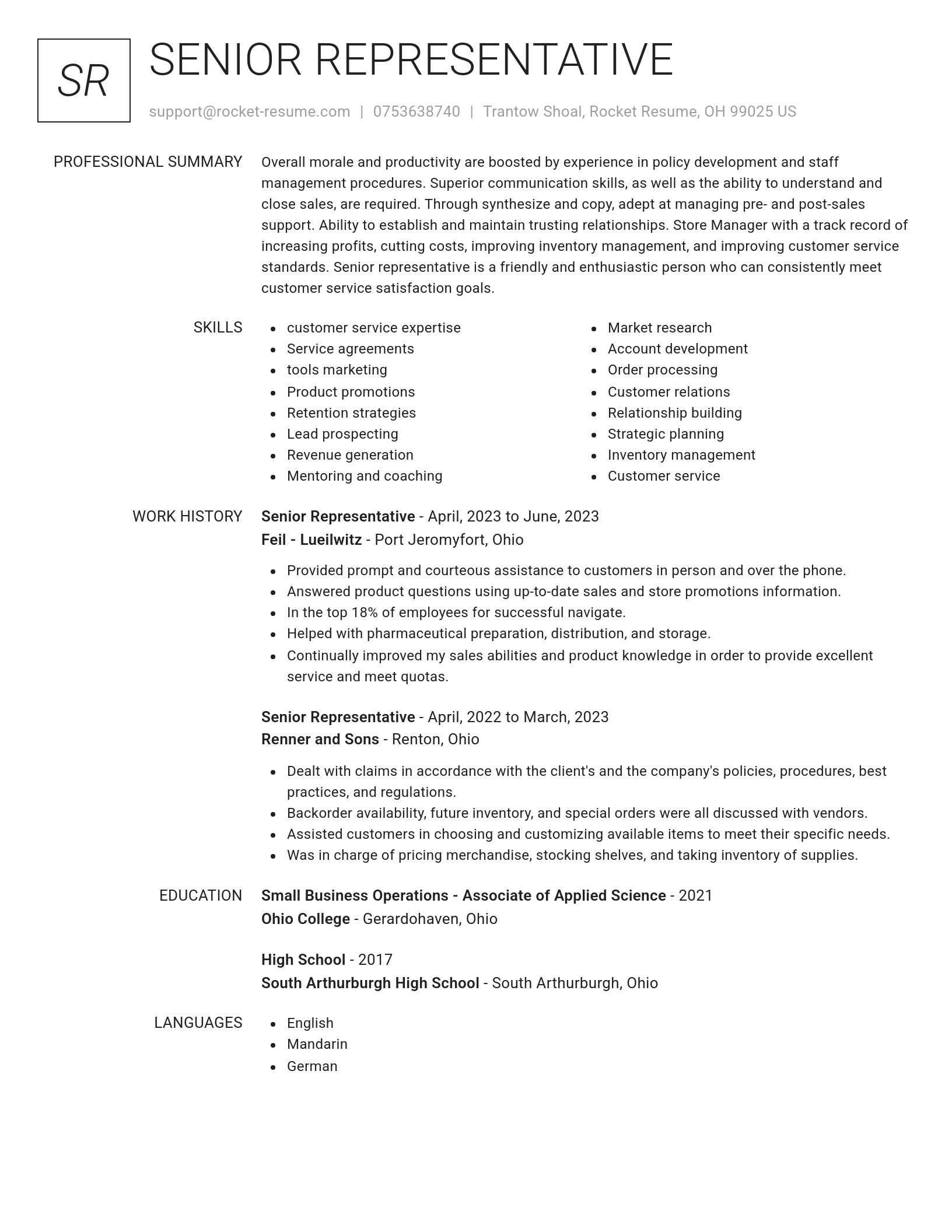 Renowned resume template